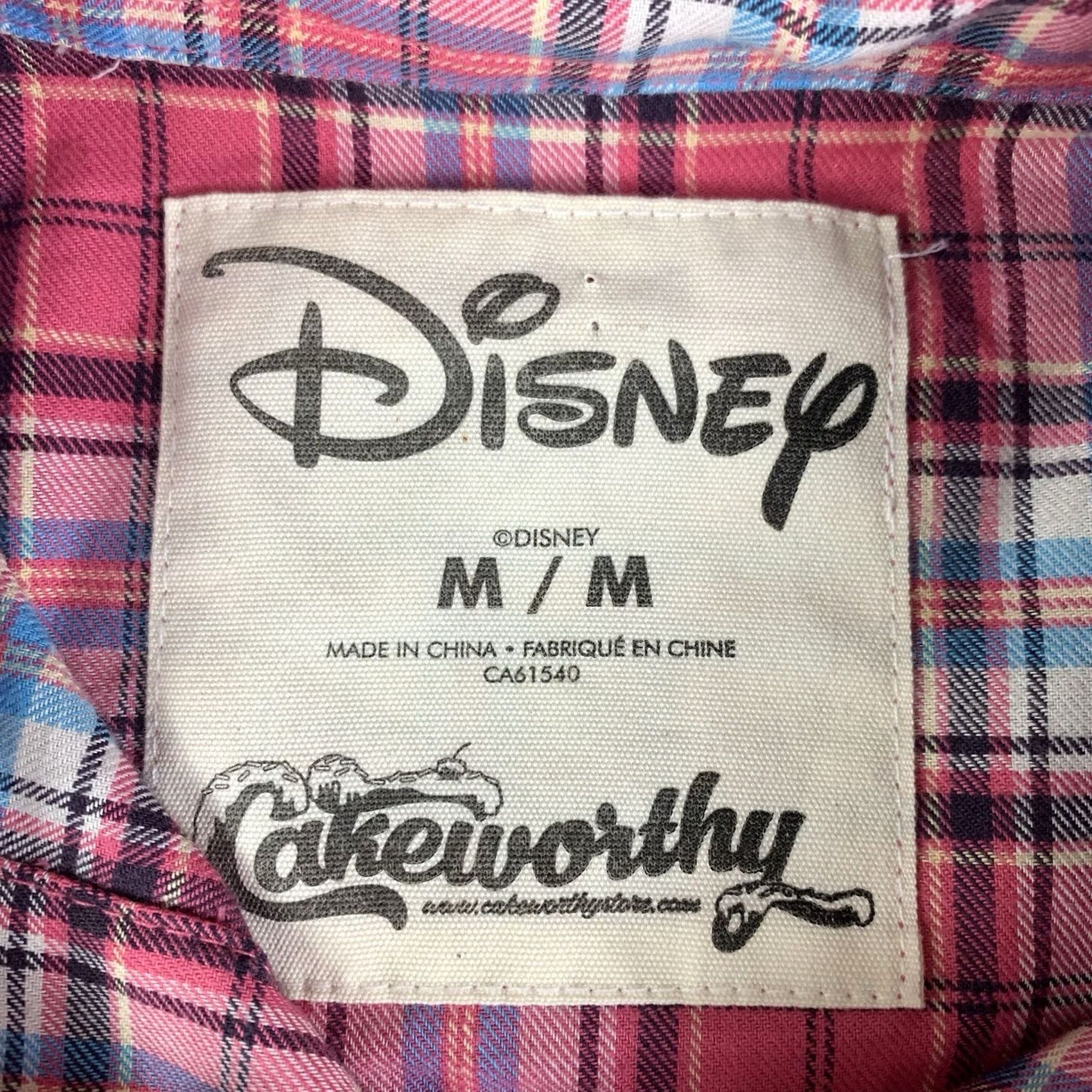 Disney VINTAGE Cakeworthy Disney Plaid Shirt Womens Medium Pink Button-Up Long Sleeve Cotton Flannel Disney Princess Outdoor Regular Womens Theme 90s Size M / US 6-8 / IT 42-44 - 3 Thumbnail