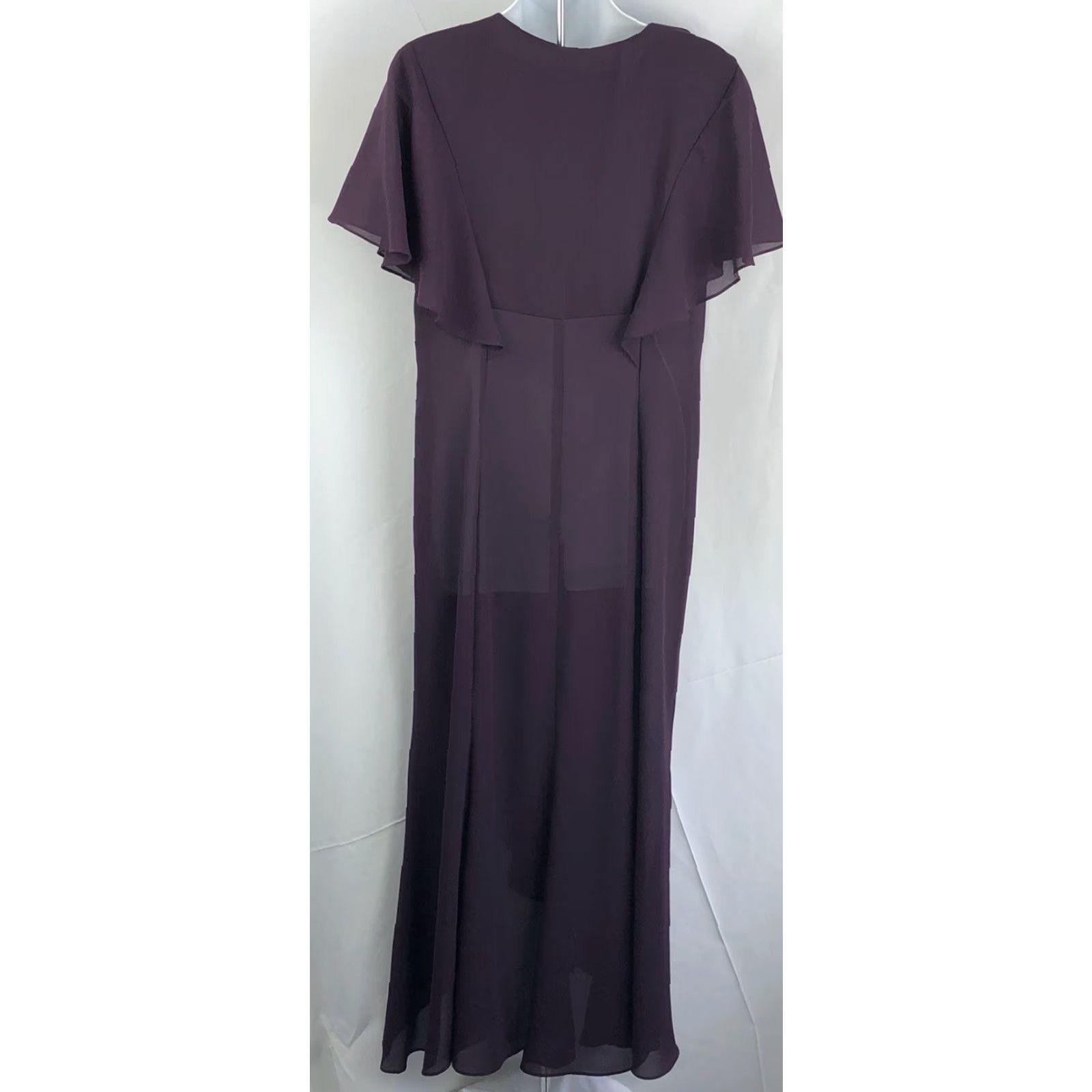 Vintage VINTAGE Karin Stevens Maxi Dress Purple Chiffon Ruffles 10 Flutter Sleeve Wedding Formal 90s Womens Size L / US 10 / IT 46 - 3 Thumbnail