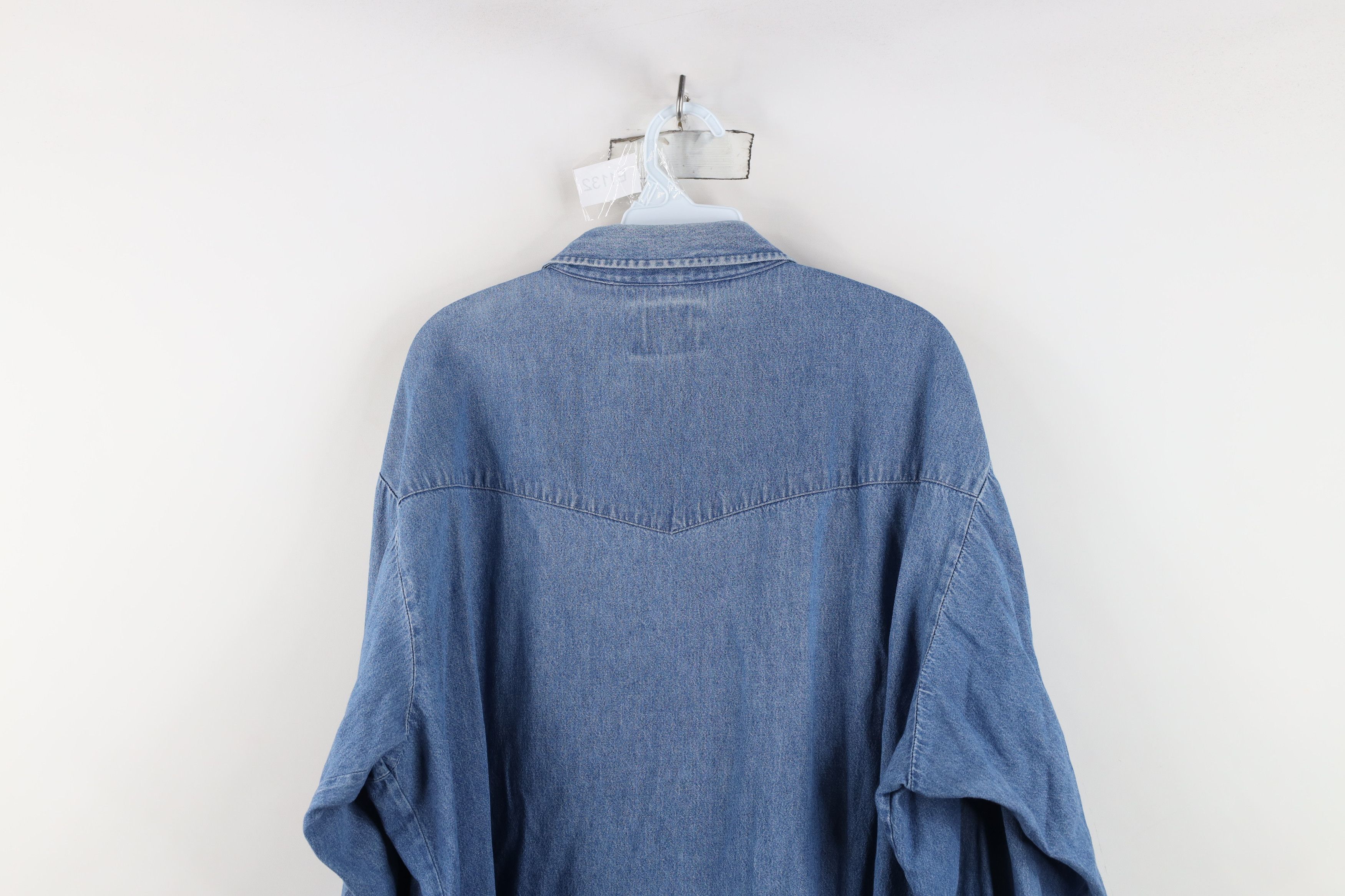 Vintage Vintage 90s Streetwear Cowboy Denim Jean Button Shirt Size US XXL / EU 58 / 5 - 14 Thumbnail