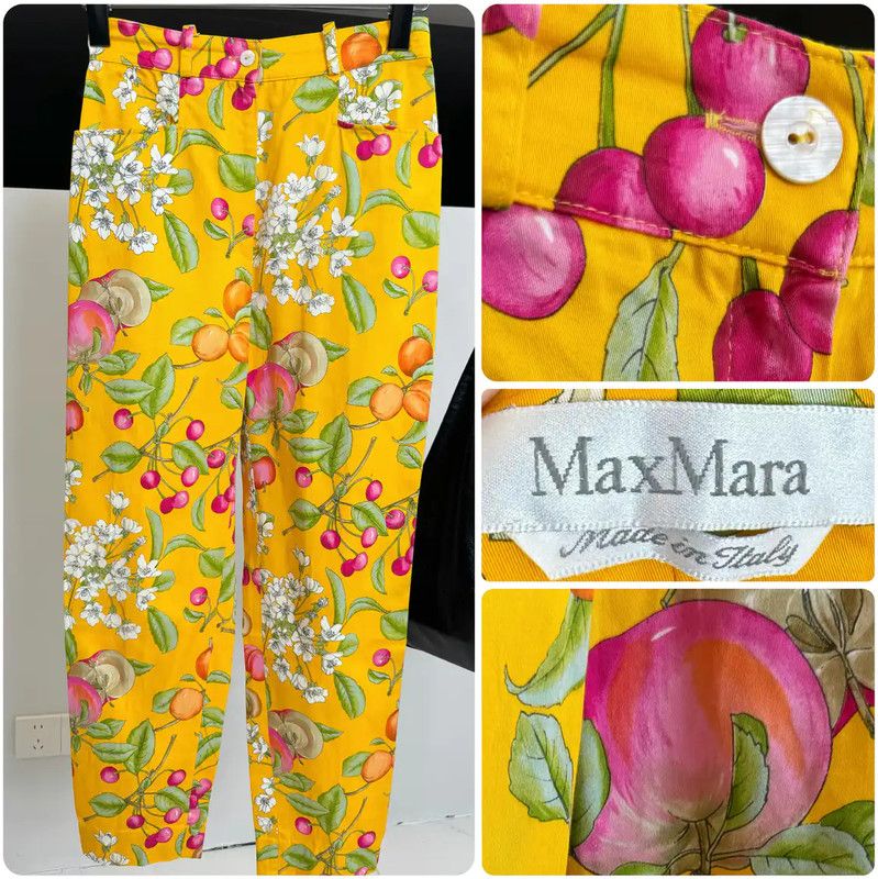 Max Mara MaxMara Yellow Cotton Casual Pants for Women 0089 Size 23" - 1 Thumbnail