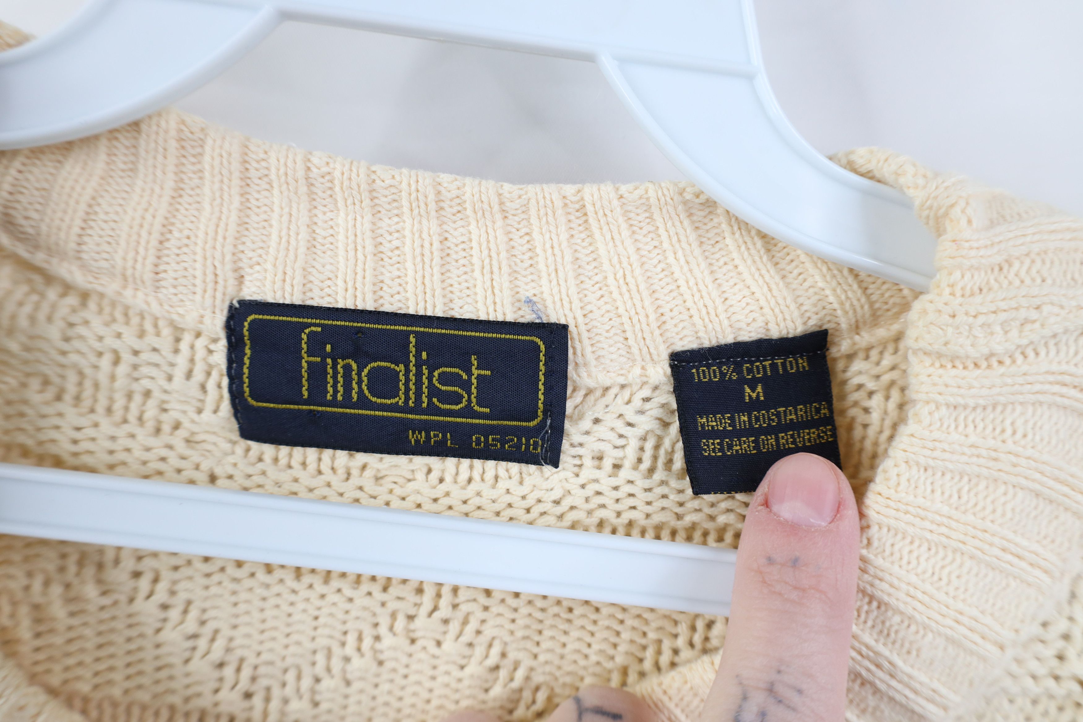 Vintage Vintage 90s Streetwear Cotton Knit Crewneck Sweater Beige Size US M / EU 48-50 / 2 - 4 Thumbnail