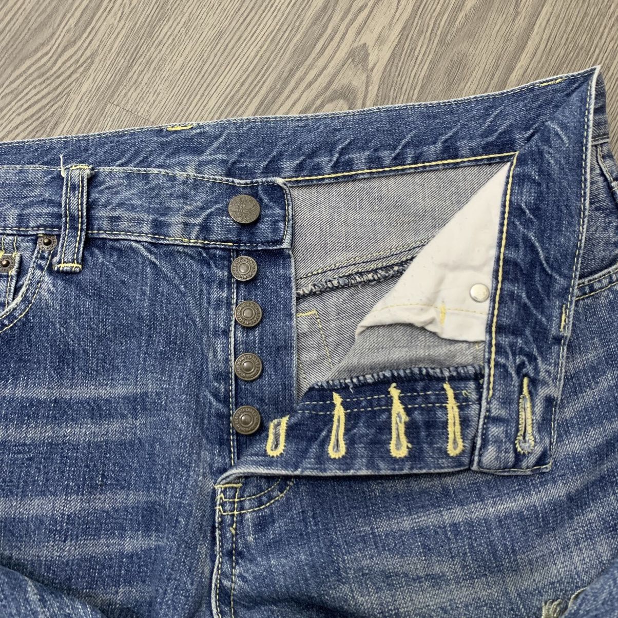 Takeo Kikuchi 🇯🇵TAKEO KIKUCHI Embroidered Fishh Japanese Motif Jeans🇯🇵 Size US 35 - 4 Thumbnail