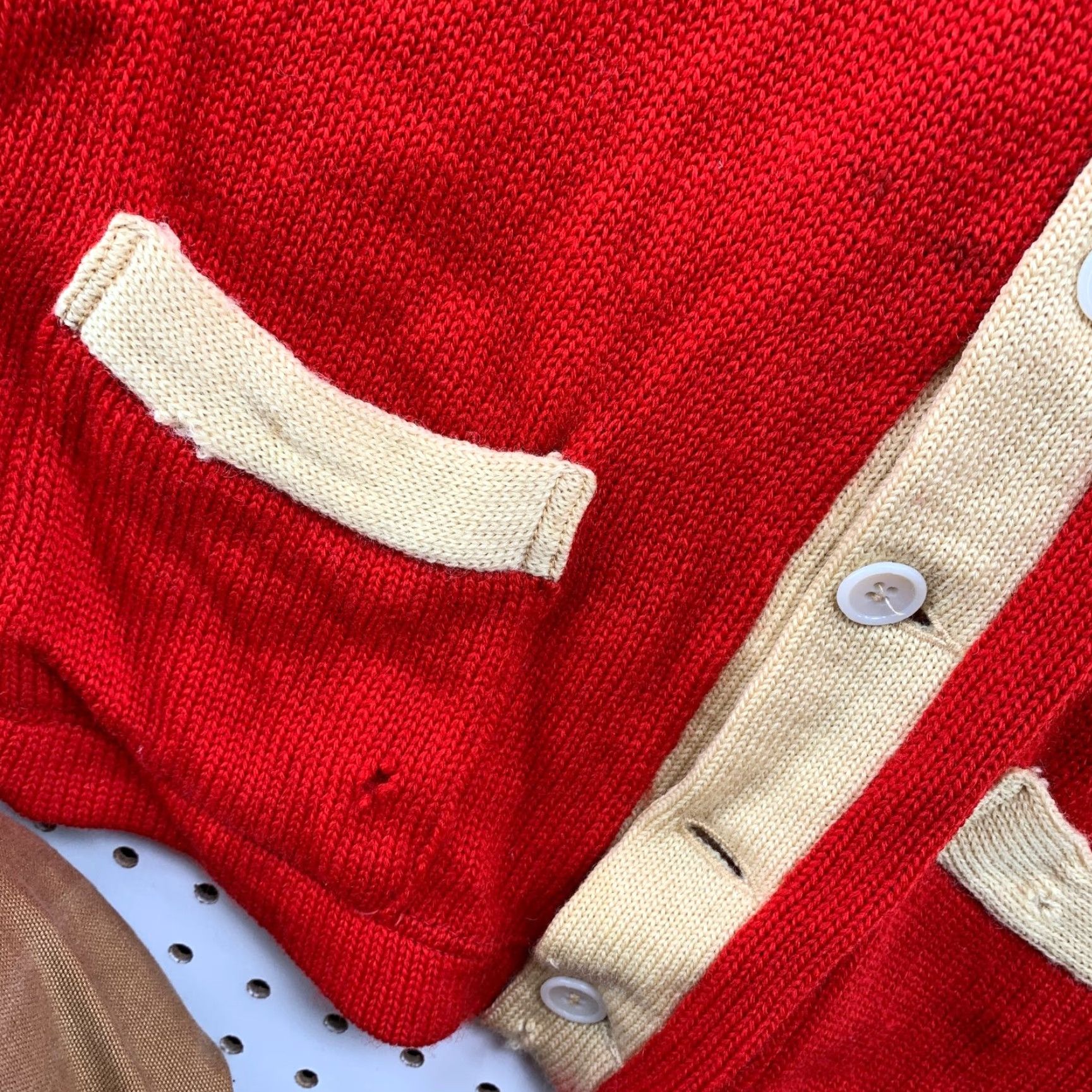 Vintage VINTAGE Wessman Cardigan Wool Letterman Mens M Red 40s Distressed Sweater Size US M / EU 48-50 / 2 - 5 Thumbnail