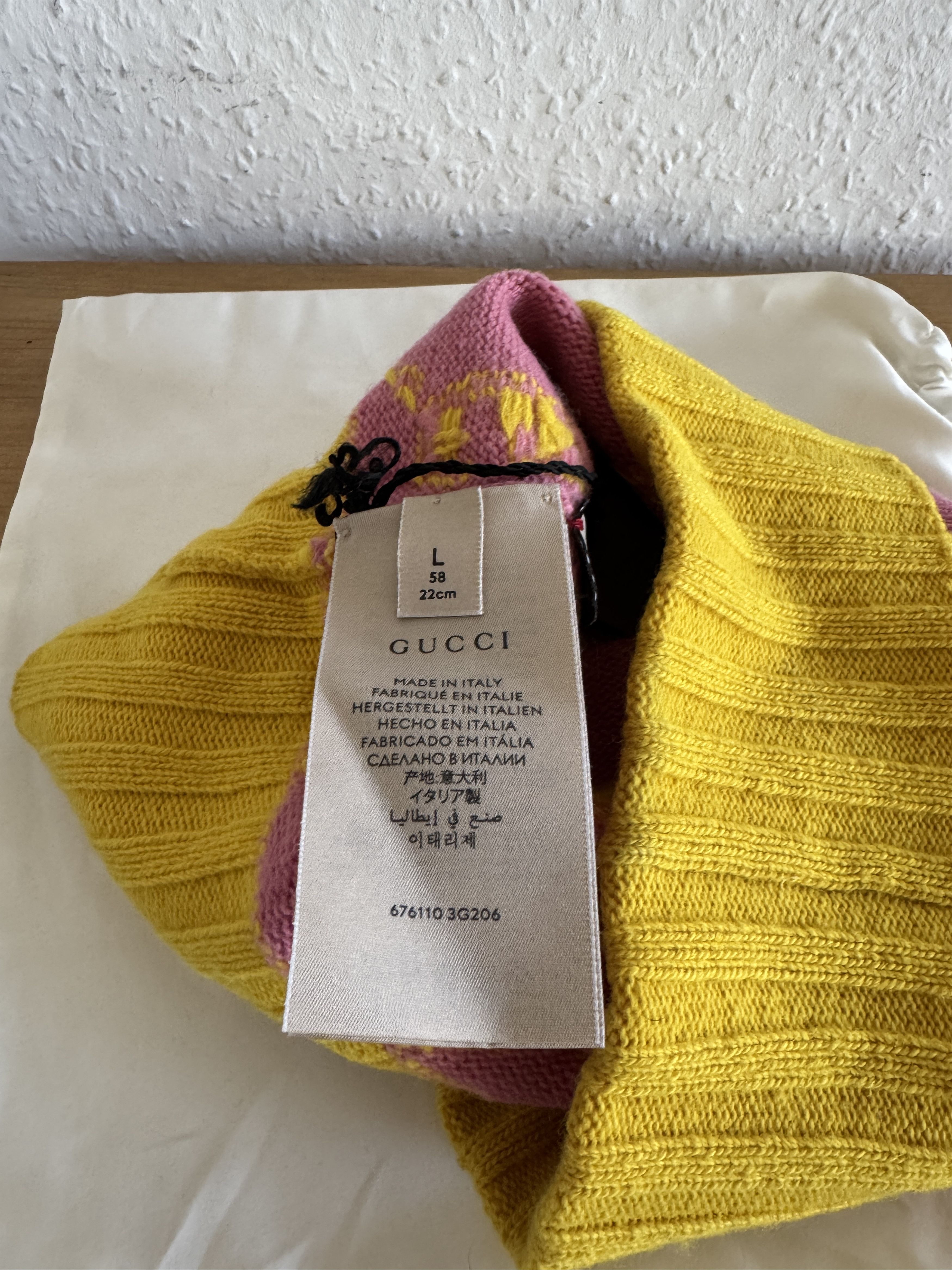 Gucci GUCCI Pink/Red Wool GG Beanie Size ONE SIZE - 4 Thumbnail