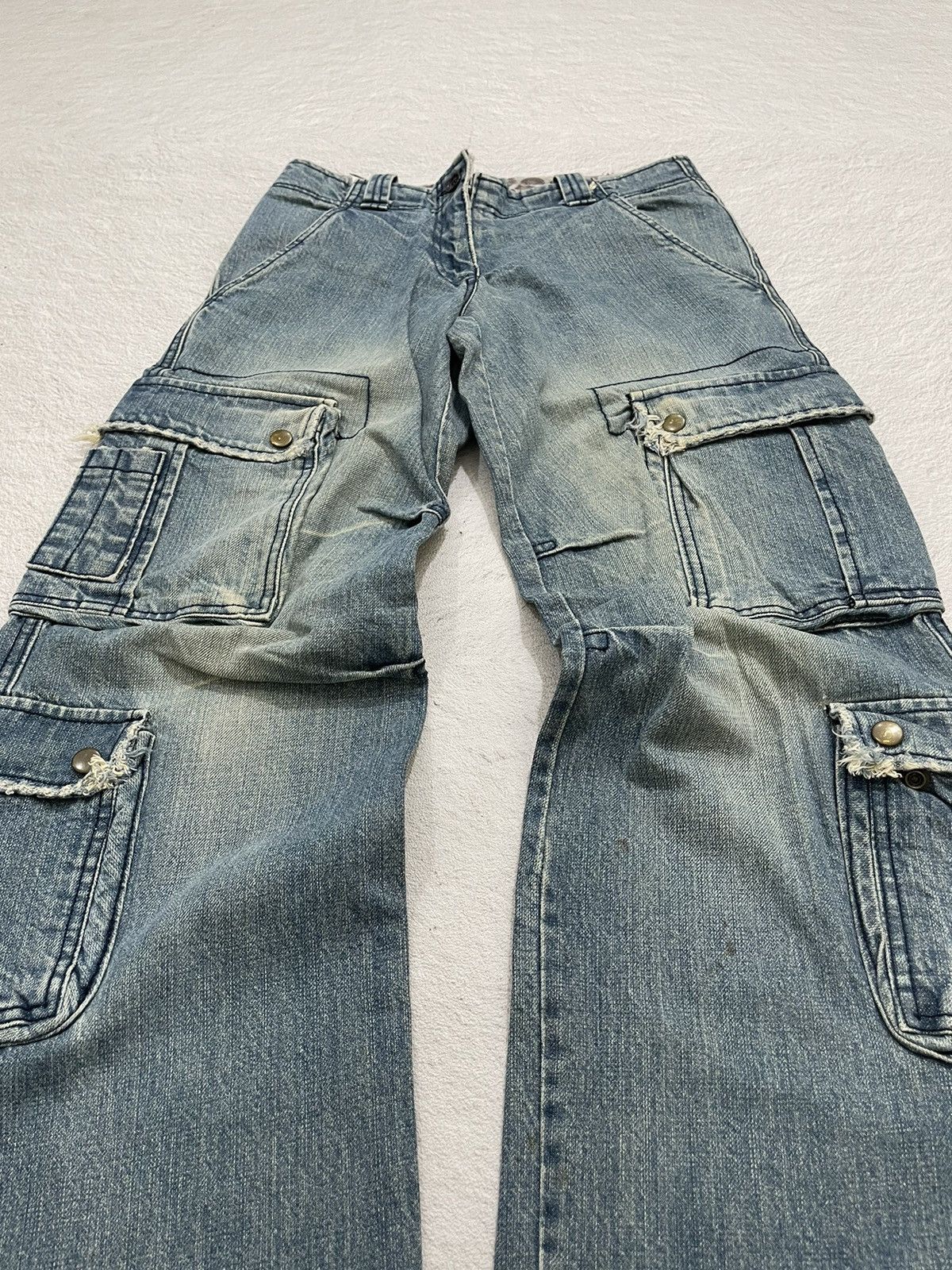 Kapital 2000s Cargo Multi Pocket Faded Baggy Jeans y2k Style Size US 28 / EU 44 - 4 Thumbnail