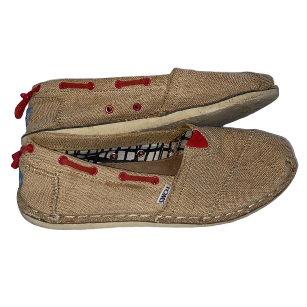 Toms Toms l Burlap Red Drawstring Slip-On Flats Size 8 Size US 8 / IT 38 - 6 Thumbnail