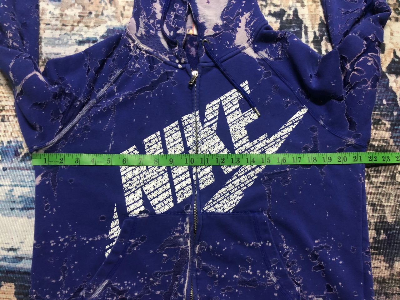 Nike Crazy Nike Cropped Heavily Distressed Bleach Zipper Hoodie Size L / US 10 / IT 46 - 23 Thumbnail
