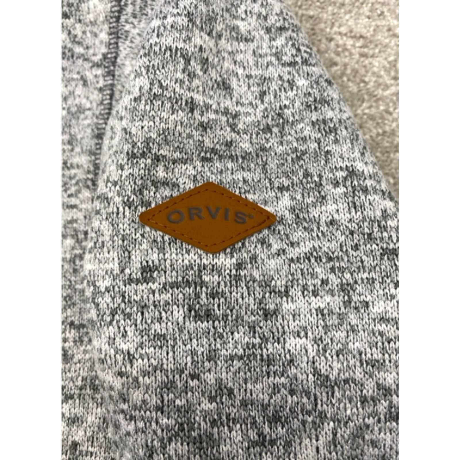 Orvis VINTAGE Orvis 1/4 Zip Sweater Men's XL Gray Heather Pullover Fleece Lined Sherpa Pockets Size US XL / EU 56 / 4 - 5 Thumbnail