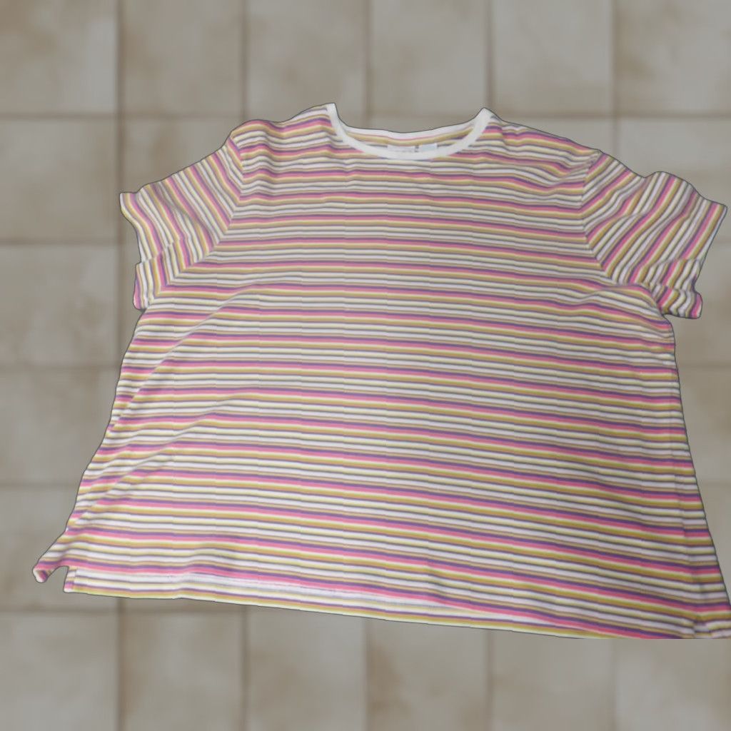 Essentials Essentials Womens Blouse 1X Plus Pink Striped Crew Neck Pullover Casual Button Polyester Rayon Size XL / US 12-14 / IT 48-50 - 1 Thumbnail