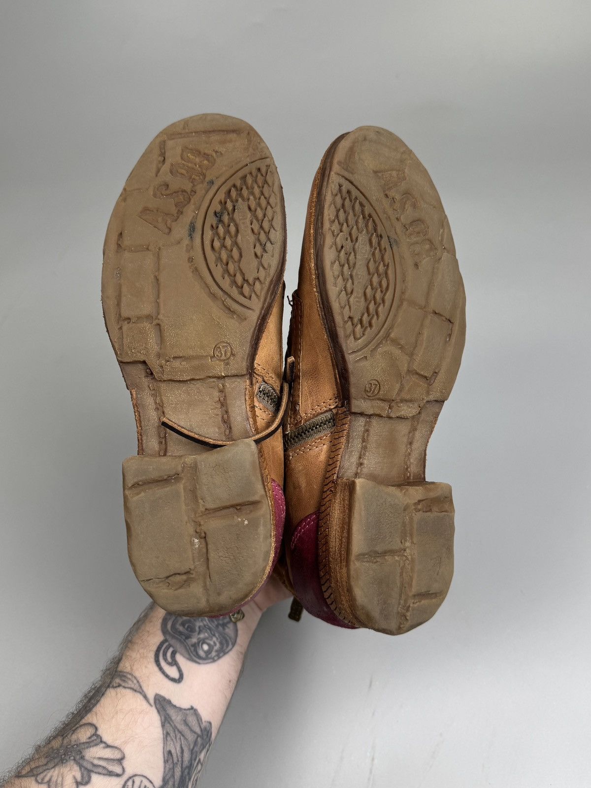 A.S.98 A.S.98 Italy Leather Lace-Up Brown Boho Boots (YG026) Size US 7 / IT 37 - 9 Thumbnail
