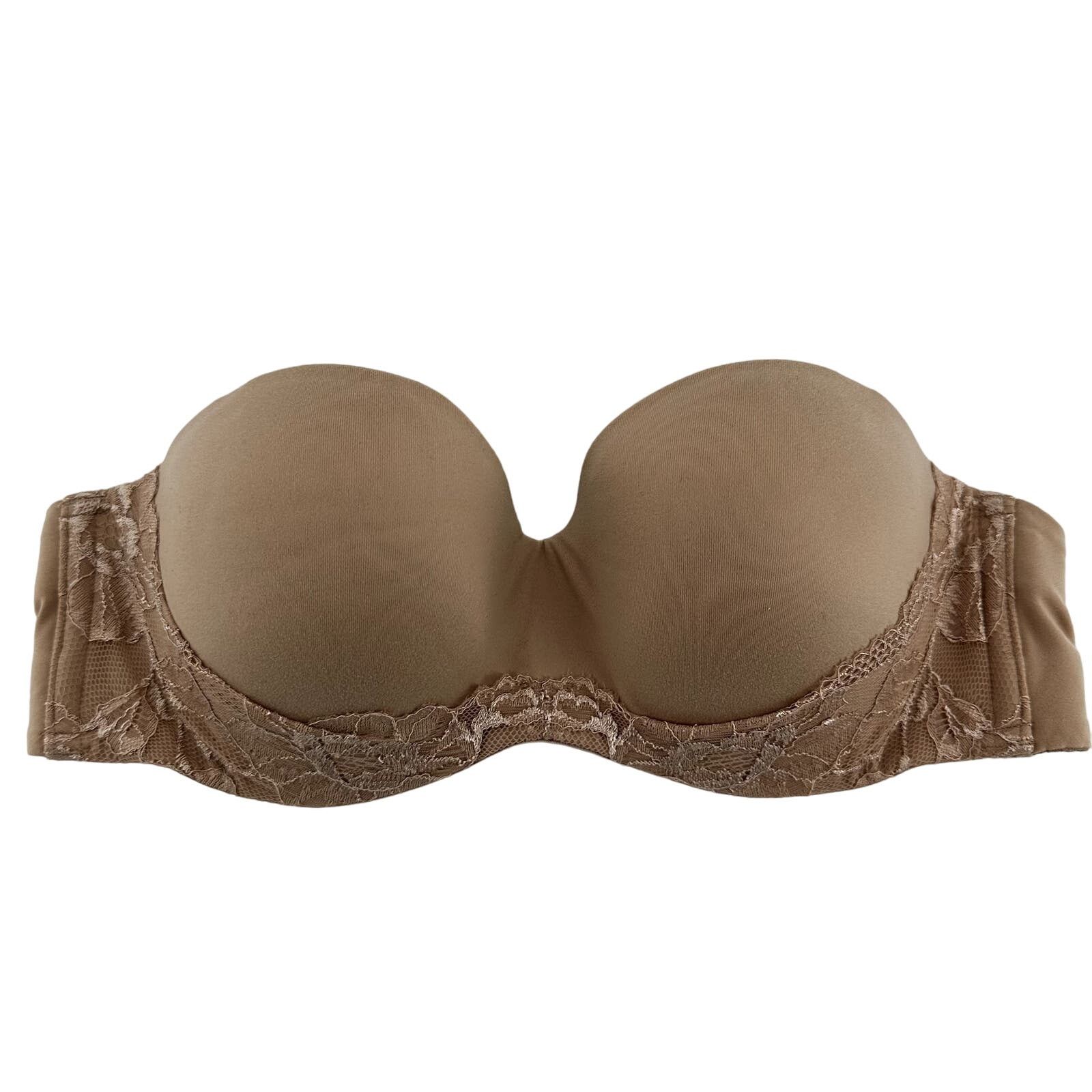 Victorias Secret Lightly-Lined Strapless Bra Lace Padded 34C in Brown, Women's