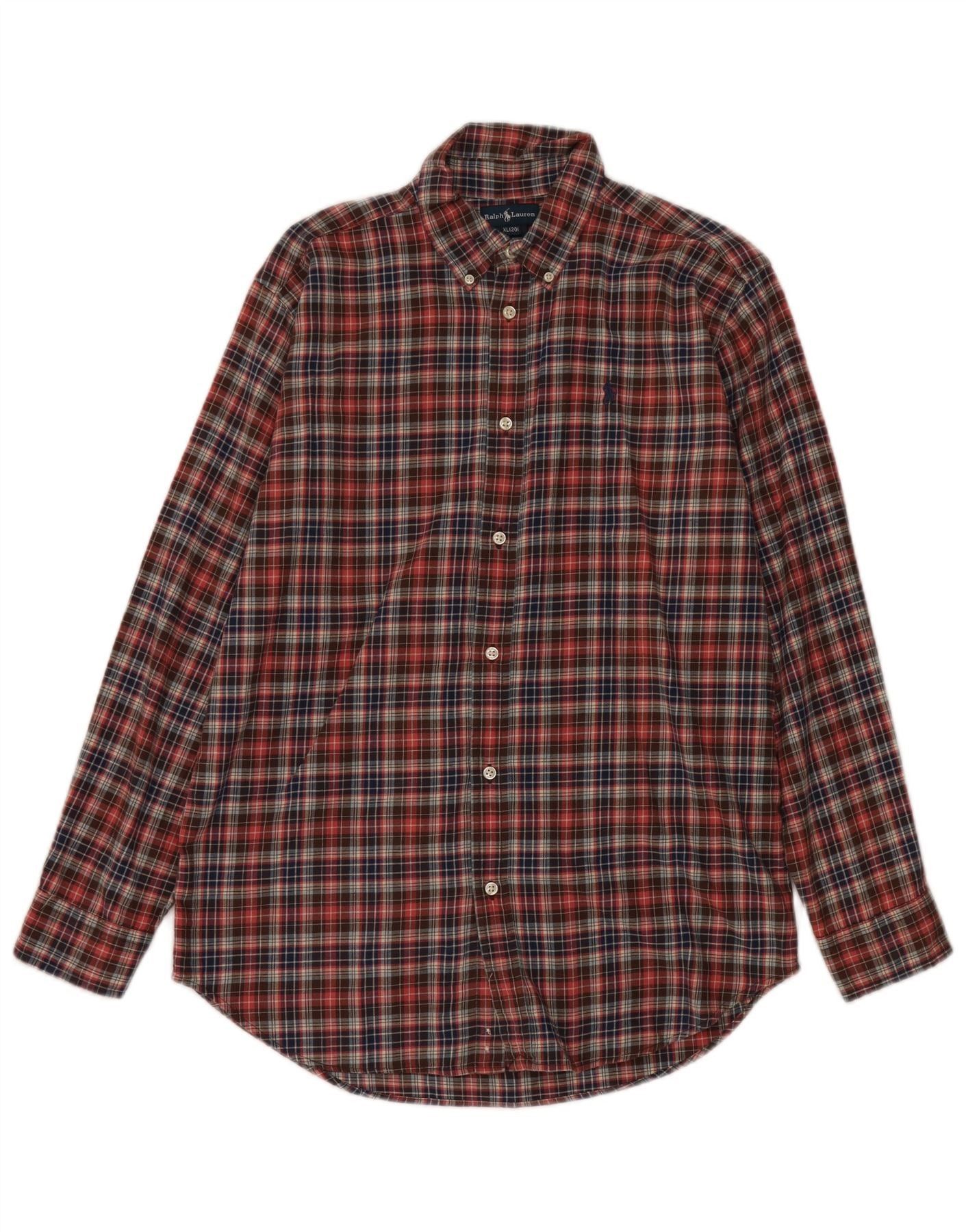 Ralph Lauren Boys Flannel Shirt 15-16 Years XL Red Check Cotton Size ONE SIZE - 1 Thumbnail