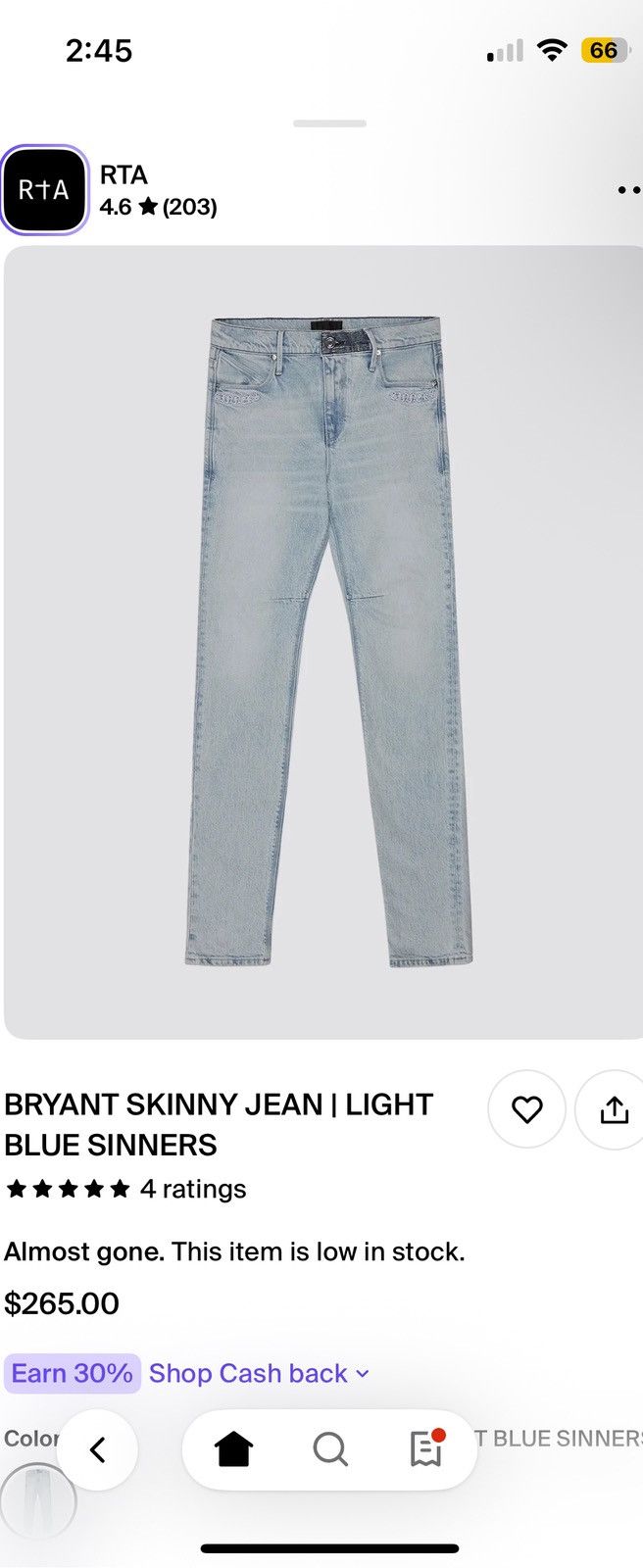 Rta RTA skinny jeans Size US 31 - 14 Thumbnail