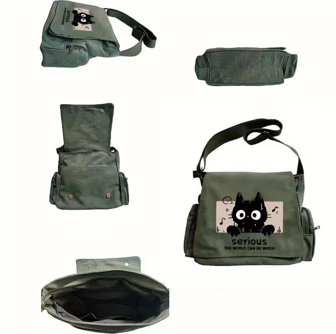 Other Workwear School Cute Cat Shoulder Bag Large Messenger Bag Size ONE SIZE - 5 Thumbnail
