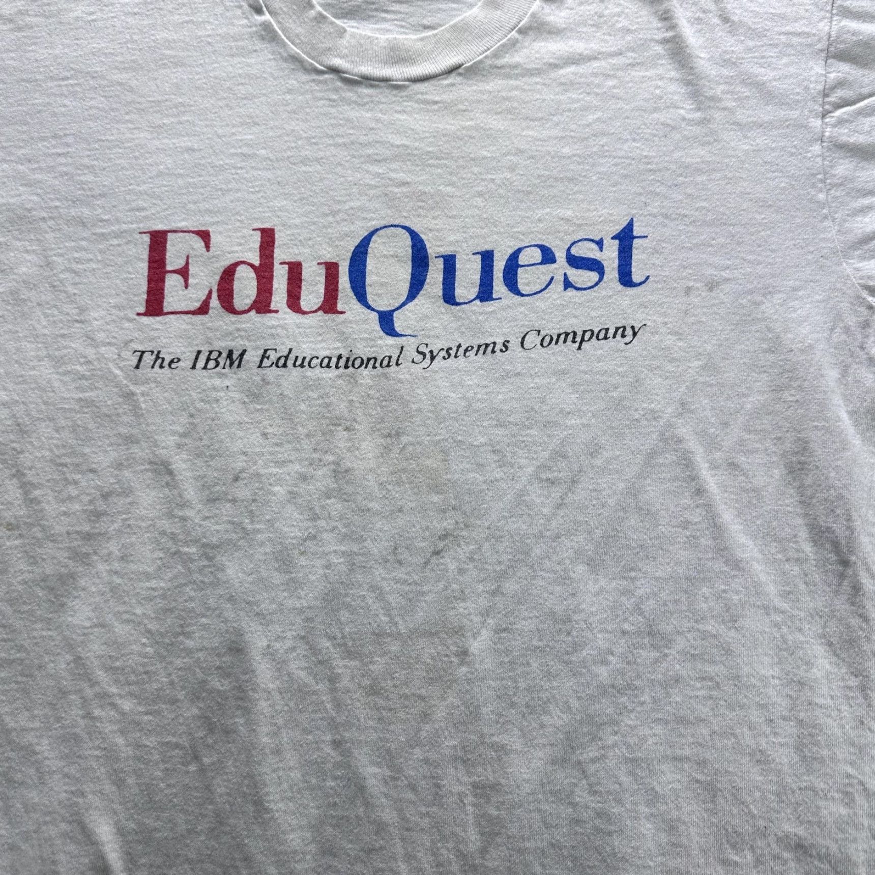 Logo 7 VINTAGE EduQuest IBM Shirt Mens XL White Logo Graphic Tee Computer 90s SS Size US XL / EU 56 / 4 - 5 Thumbnail