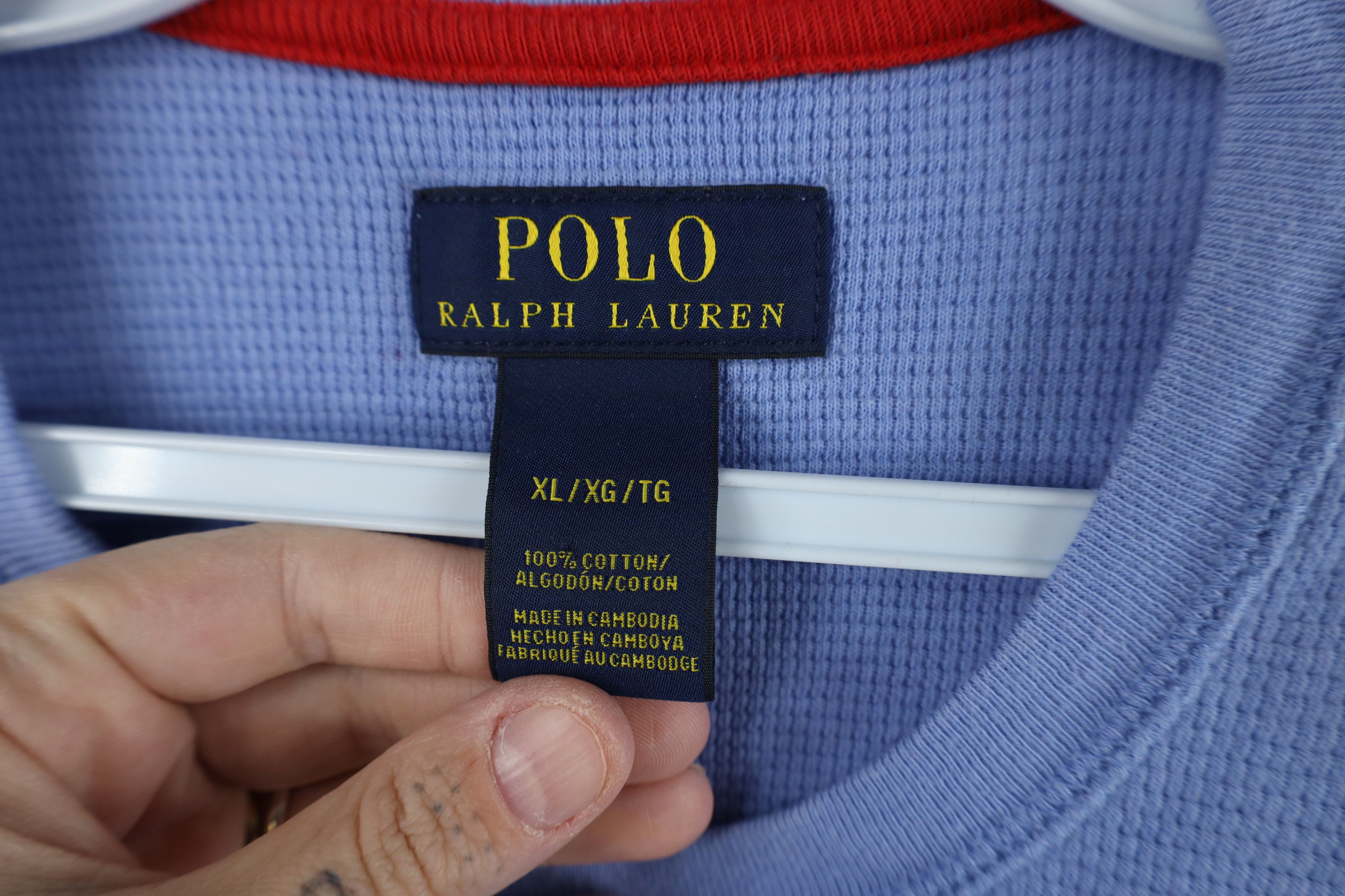 Ralph Lauren Vintage Ralph Lauren Waffle Knit Short Sleeve T-Shirt Blue Size US XL / EU 56 / 4 - 7 Thumbnail