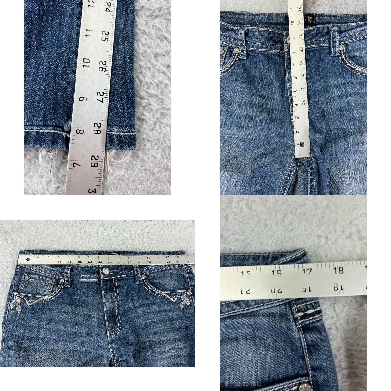 Vintage Shyanne Denim Jeans 33 Blue Bootcut Women’s Jeans Embellished Sequin Bling Embroidered 5-Pocket Size 24" / US 00 / IT 34 - 9 Thumbnail
