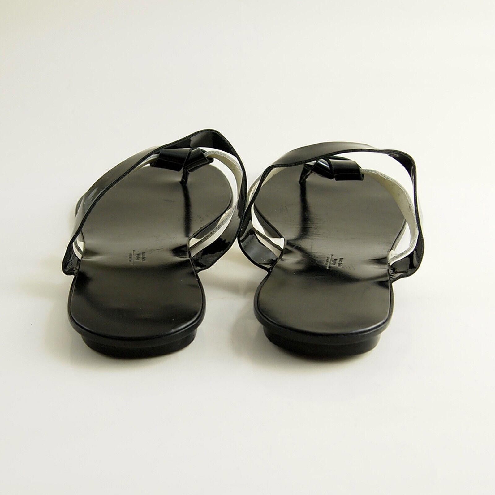 Designer Max Mara Weekend Thong Slides Black Ivory Leather US 8 EU 38 Size US 8 / IT 38 - 5 Thumbnail