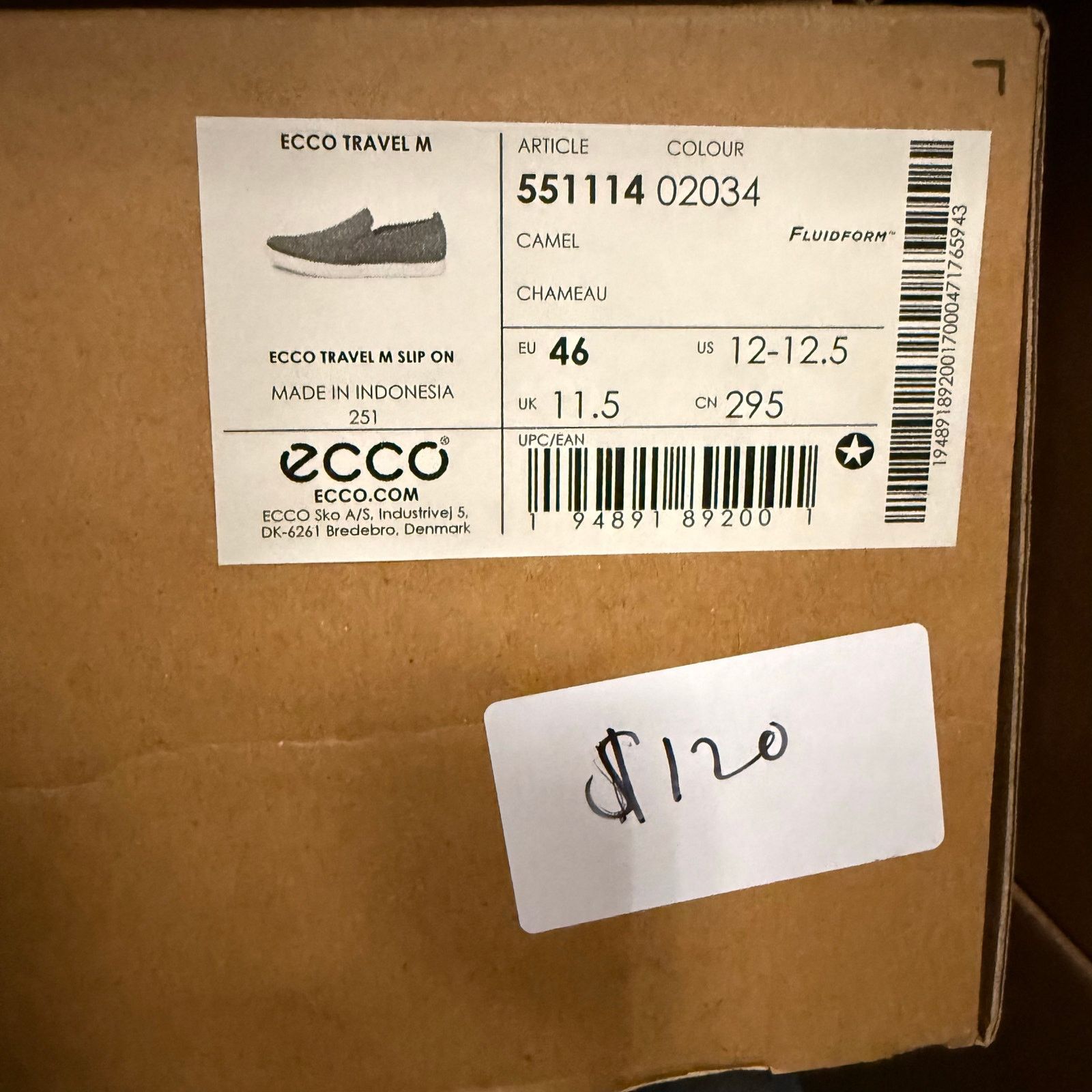 Ecco ECCO MEN'S 46 BROWN TRAVEL SLIP ON 55111402034 CAMEL SUEDE Size US 12 / EU 45 - 5 Thumbnail