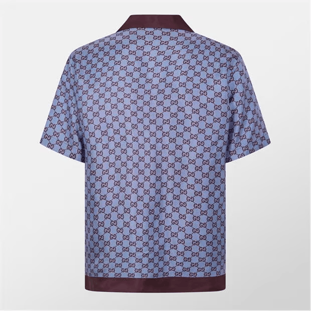 Gucci Men'S Gg Monogram Logo Silk Bowling Shirt Size US L / EU 52-54 / 3 - 2 Thumbnail