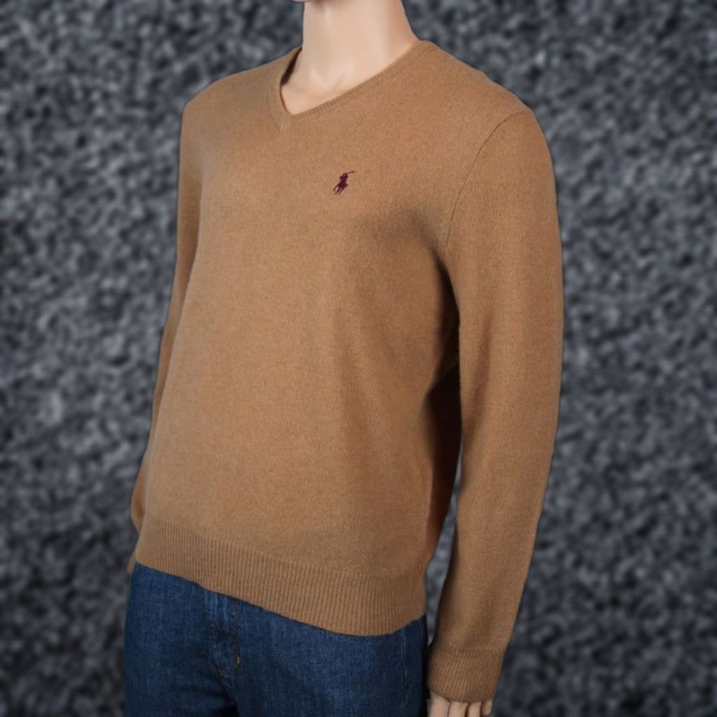 Polo Ralph Lauren Polo Ralph Lauren Sweater XL Tan Wool V-Neck Burgundy Pony NWT Beiges X-Large Beiges NWT Size US XL / EU 56 / 4 - 1 Preview