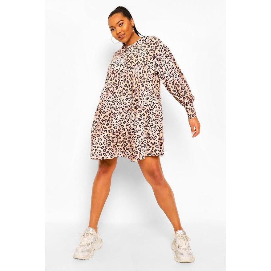 Nordstrom Boohoo | PLUS LEOPARD PRINT COLLAR SMOCK DRESS | 14 NWT Size XL / US 12-14 / IT 48-50 - 10 Thumbnail