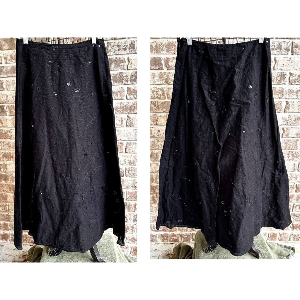 Liz Claiborne Vintage Liz Claiborne Black Sequined Maxi Skirt Size 6 Embro Size 28" / US 6 / IT 42 - 2 Thumbnail