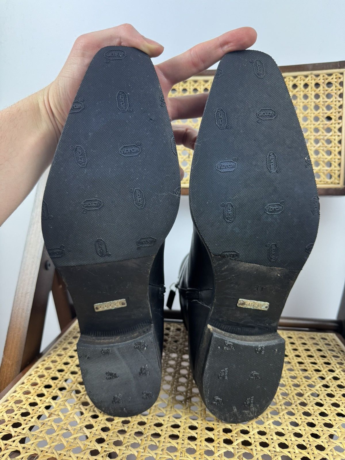 Gucci × Japanese Brand × Vintage Gucci Side Zip Boots Black 12 E Leather GG Logo Chelsea Size US 12 / EU 45 - 7 Thumbnail