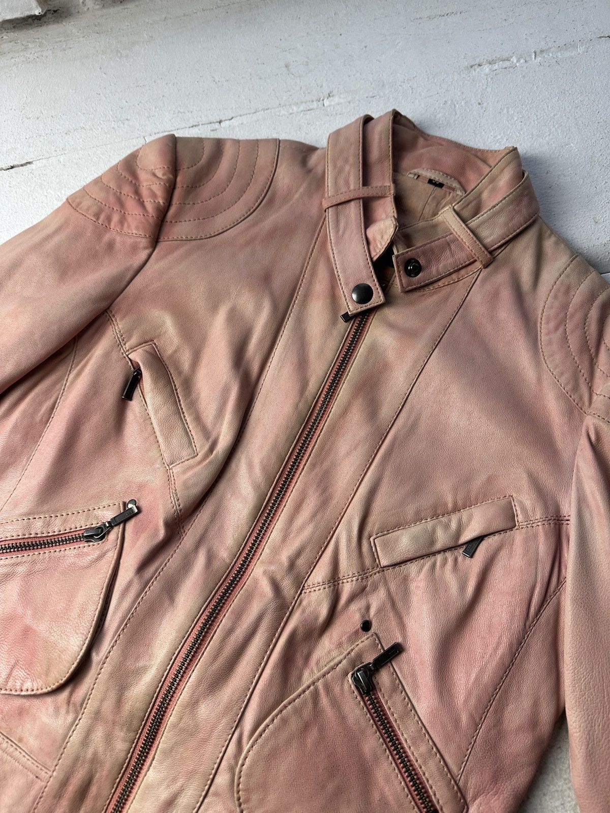 Other 🚨Y2K RICK OWENS TYPE DIRTY SLIM FIT ZIP LEATHER JACKET Size XS / US 0-2 / IT 36-38 - 4 Thumbnail