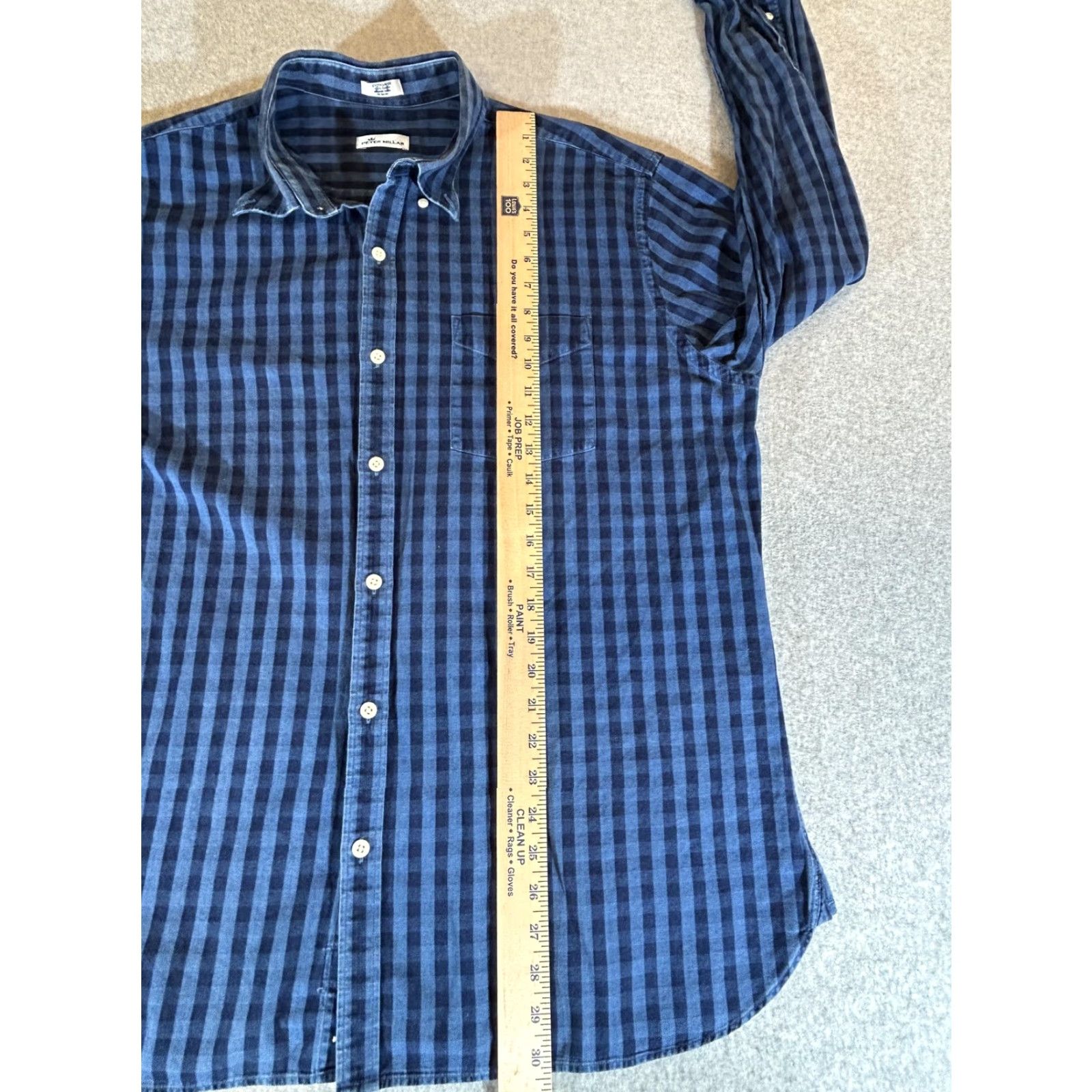 Peter Millar Peter Millar Shirt Mens XL Blue Check Button Long Sleeve Office Golf Cotton Shirt Size US XL / EU 56 / 4 - 5 Thumbnail