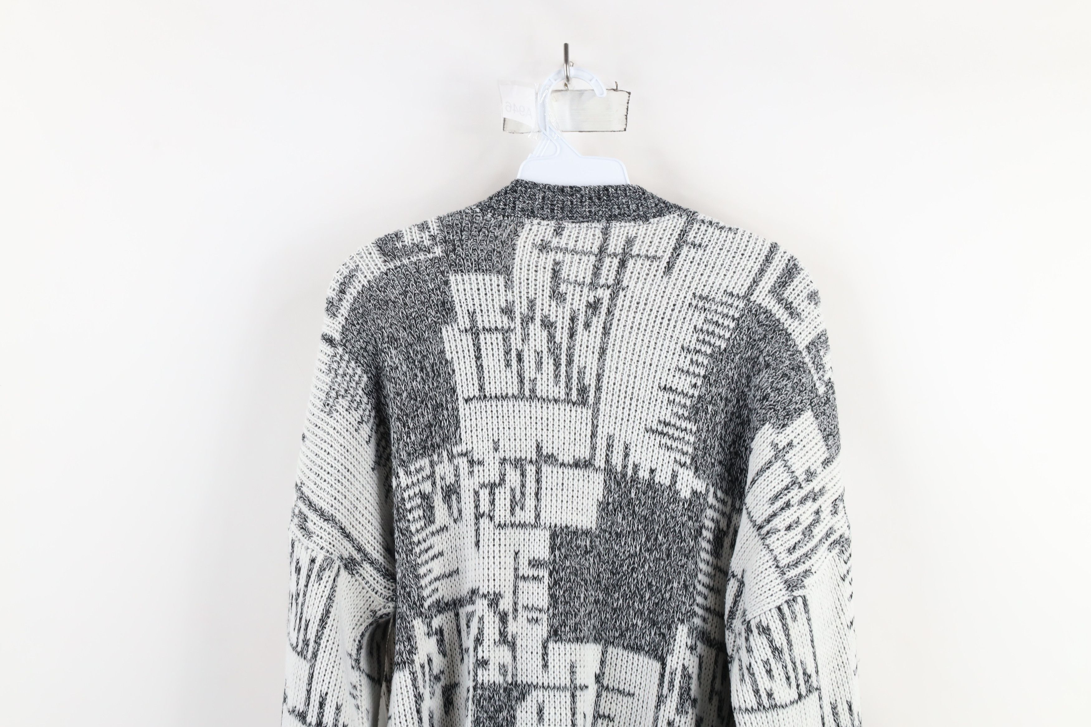 Vintage Vintage 90s Streetwear Geometric Knit Cardigan Sweater USA Size US XL / EU 56 / 4 - 10 Thumbnail