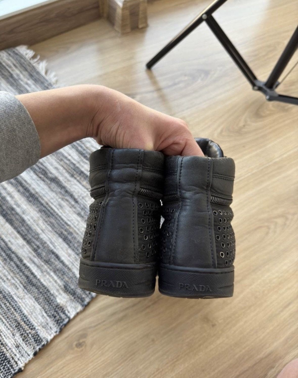 Prada × Vintage Vintage Prada Studded leather Hi top shoes (size 38) Size US 8 / IT 38 - 7 Thumbnail