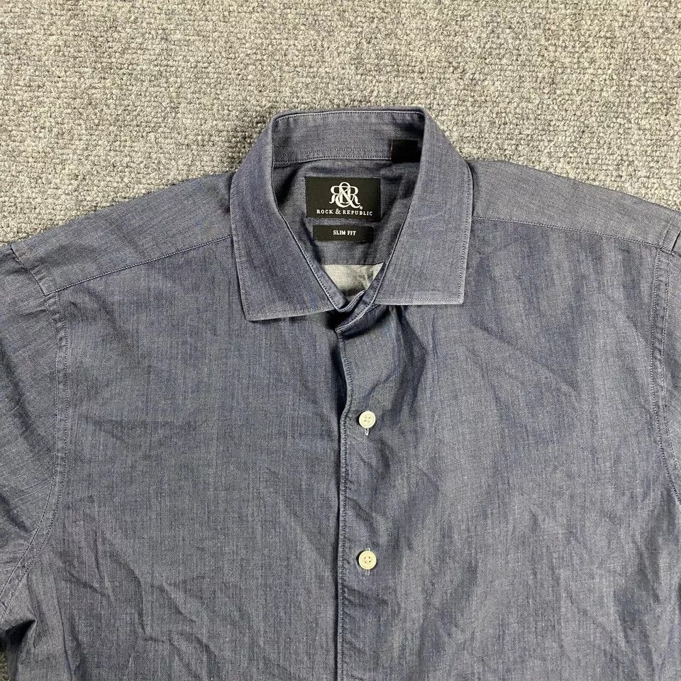 Rock & Republic Rock & Republic Shirt Men's 15.5 Slim Fit 34/35 Button Up Size US XXS / EU 40 - 2 Thumbnail