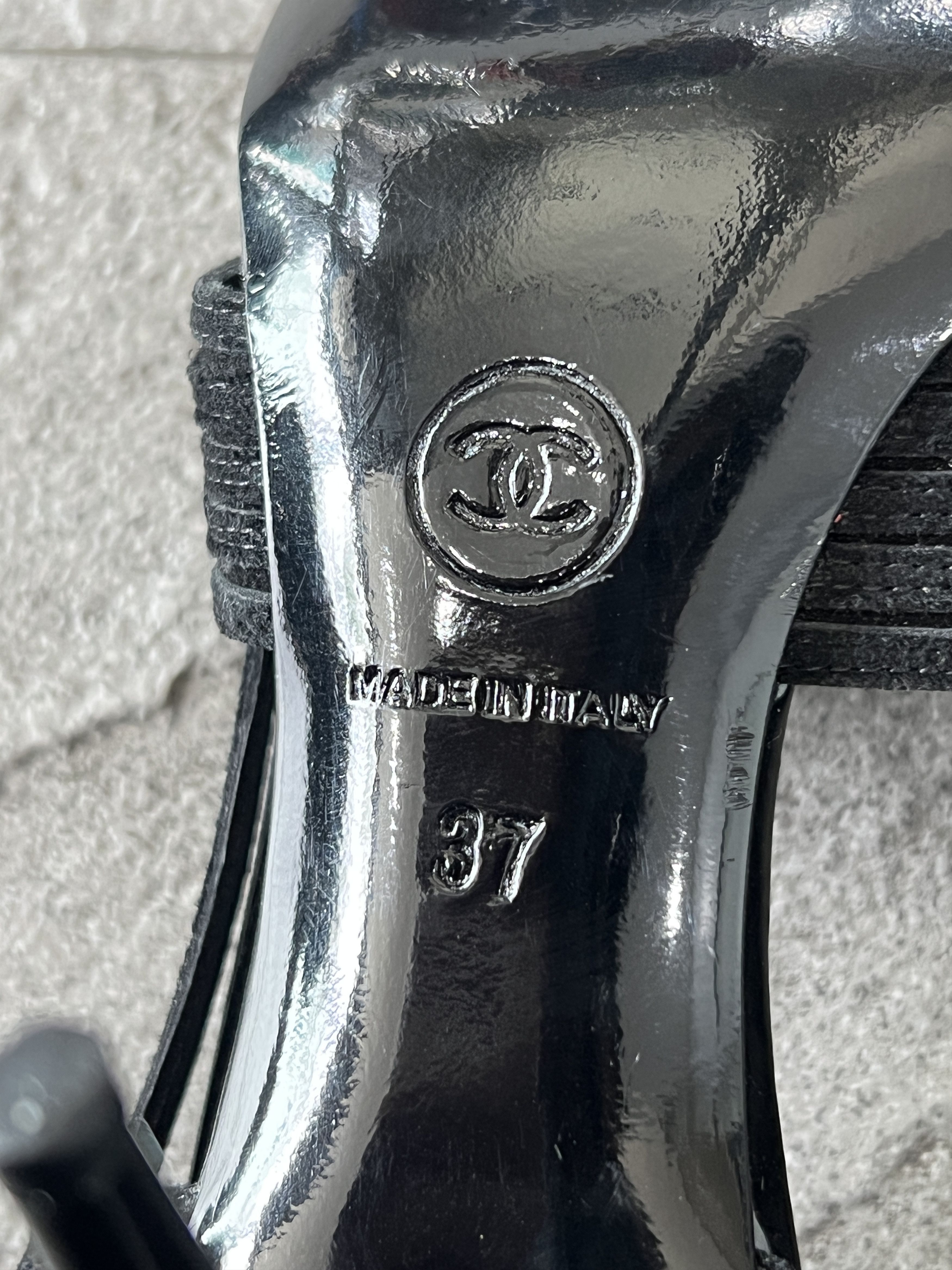 Chanel Chanel Black Strappy Slingback Heels CC Logo EU37 Size US 7 / IT 37 - 12 Thumbnail