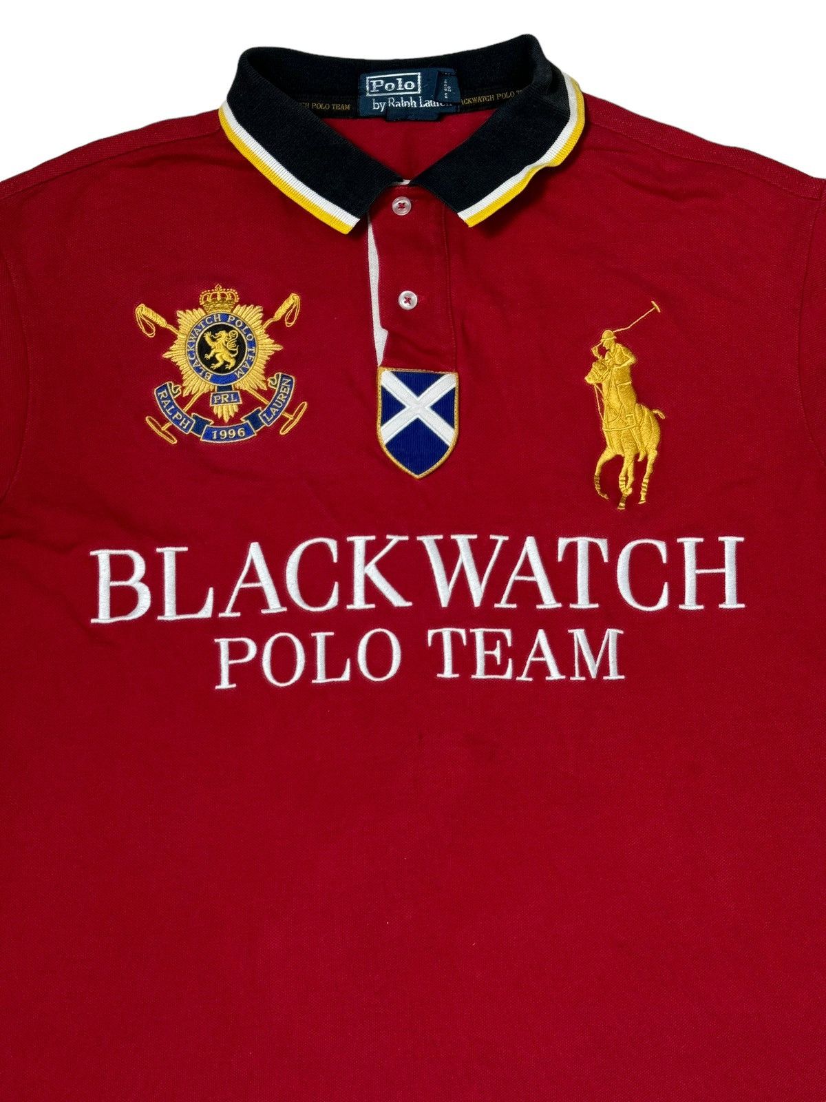 Vintage 90s Black Polo Ralph Lauren Black Watch Rugby Shirt