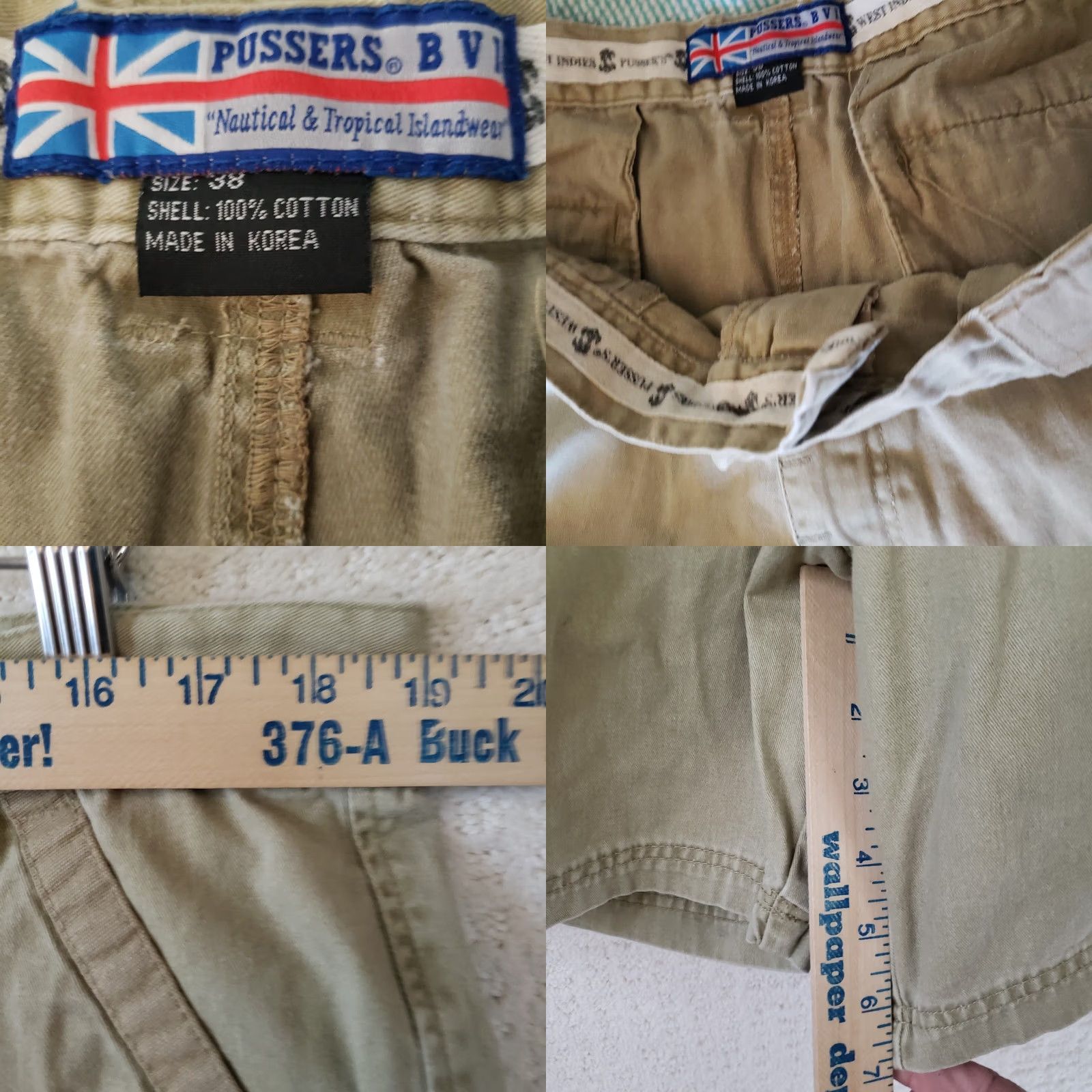 Nautica Pusser's B.V.L Men's Cargo Short Beige Cotton 38 Modern Island Tropical Safari 7in Inseam Zip Pockets Mens Regular Size US 38 / EU 54 - 9 Thumbnail