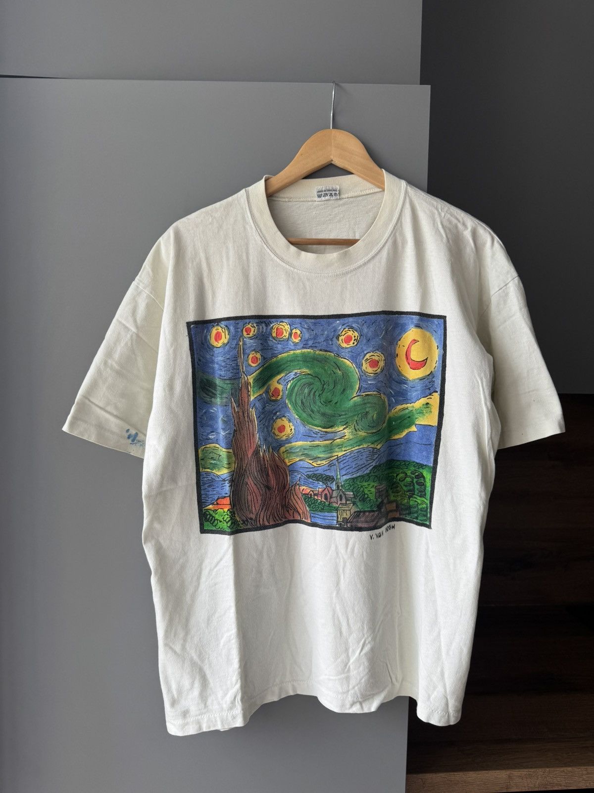 Band Tees Vintage 90s Vincent van Gogh Ireses White Tee (Picasso) Size US L / EU 52-54 / 3 - 1 Thumbnail