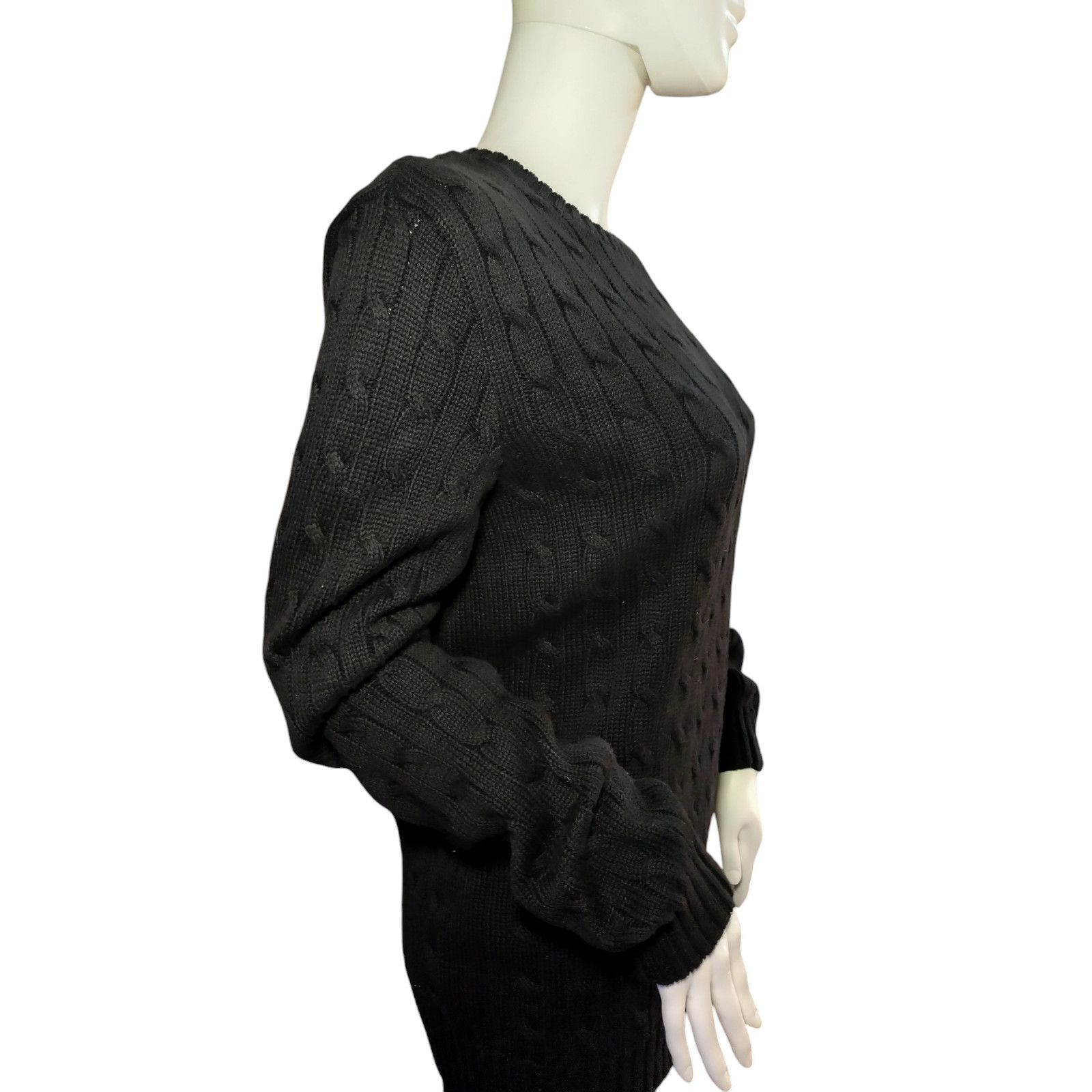 Ralph Lauren Ralph Lauren Womens Black Long Sleeve Cable Knit Sweater Lg Size L / US 10 / IT 46 - 6 Thumbnail