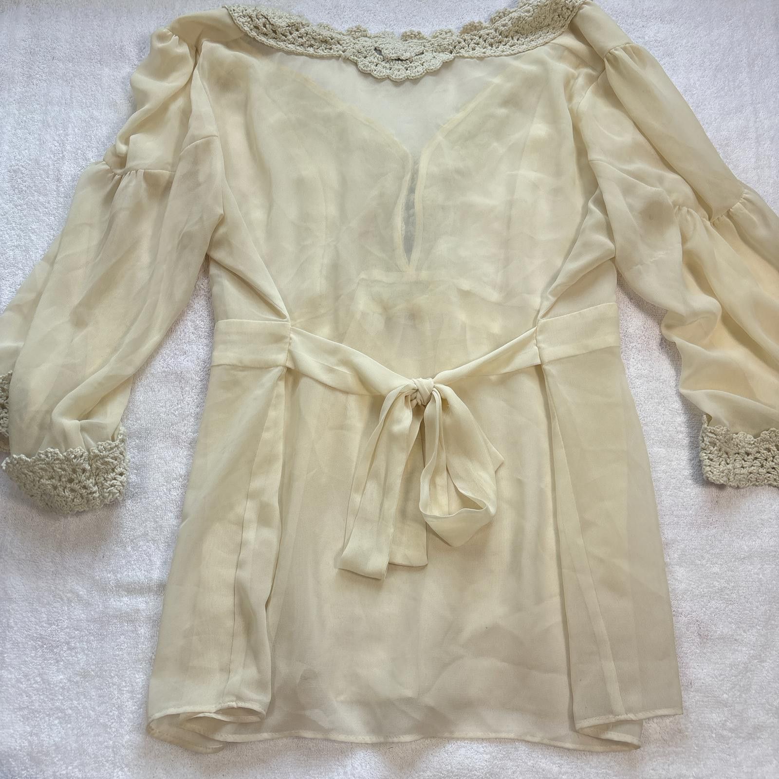 Other vintage cottage core crochet tie back blouse Size L / US 10 / IT 46 - 5 Thumbnail