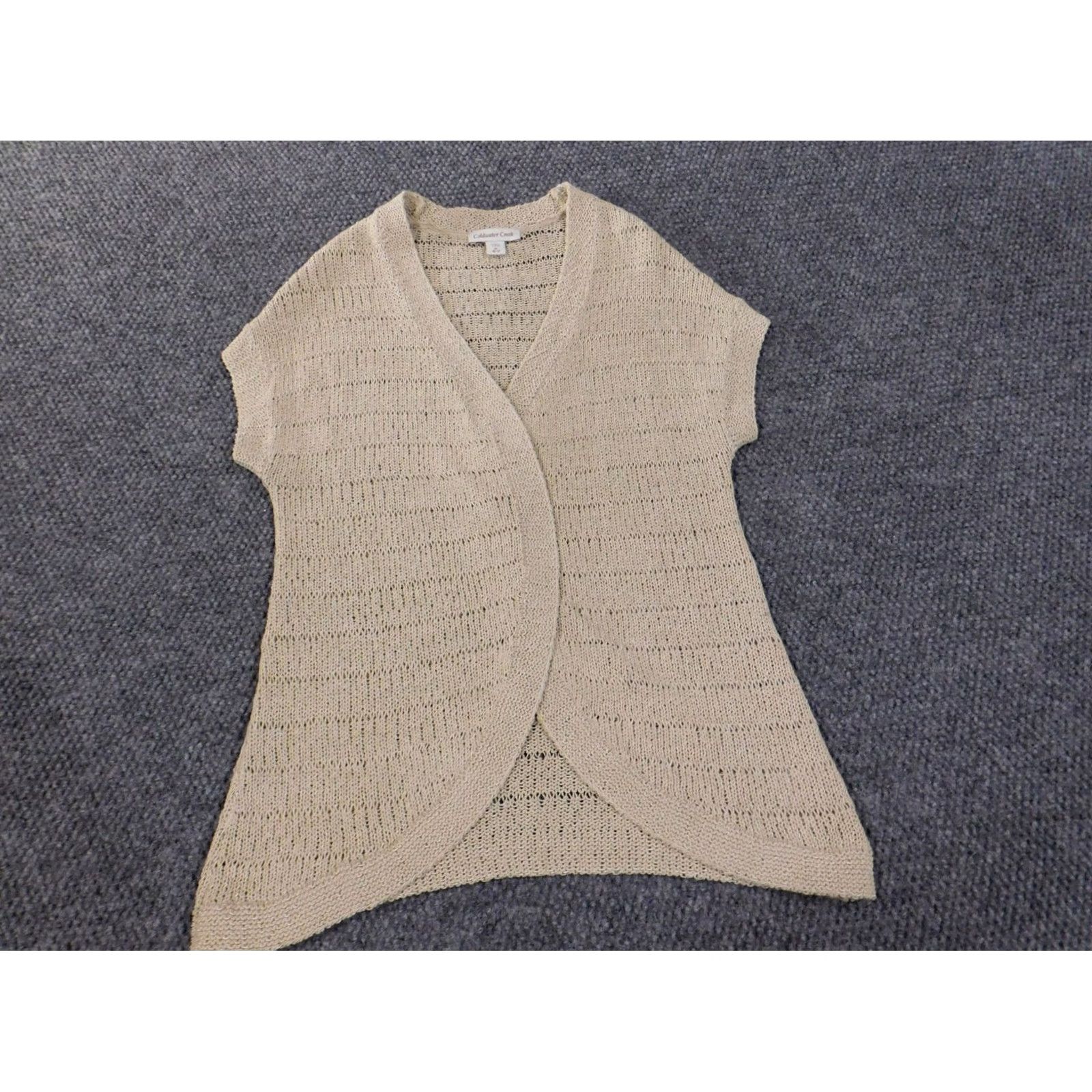 Coldwater Creek Coldwater Creek Cardigan Sweater M Women Beige V-Neck Sleeveless Lace Knit Chunky- Knit Regular Slim Classic All Seasons Biological: No Size M / US 6-8 / IT 42-44 - 3 Thumbnail