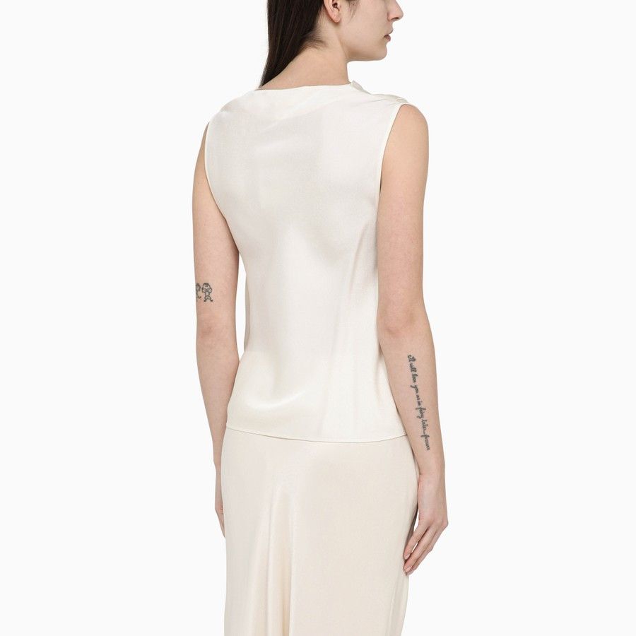 Calvin Klein o1d2blof0824 Viscose Sleeveless Blouse in Ivory Size M / US 6-8 / IT 42-44 - 3 Thumbnail