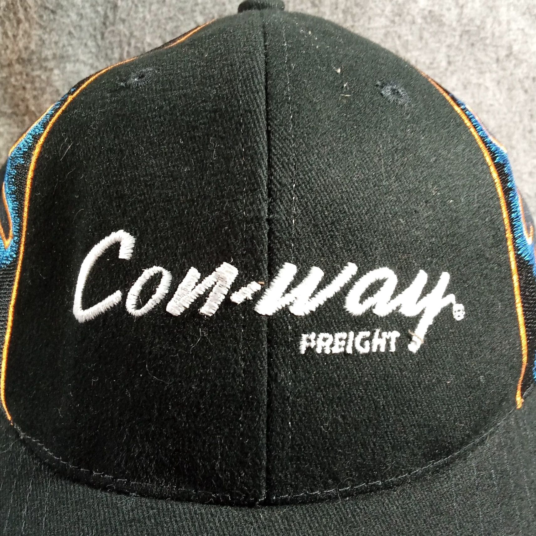 Vintage Conway Freight Hat Cap Adjustable Str ap Back Men Colin Braun 6 Black Blue Flames Baseball Cap Men Adjustable StrapBack Size ONE SIZE - 2 Thumbnail