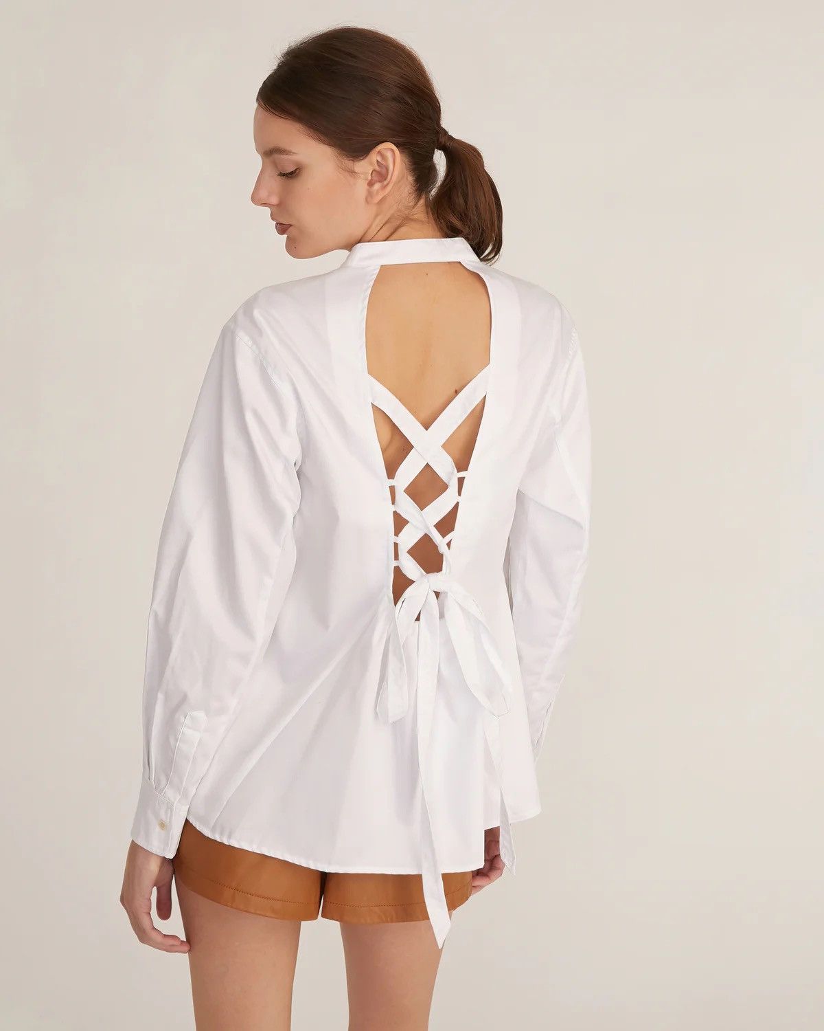 Marissa Webb NWT Marissa Webb Lennox Cotton Tie-Back Button Shirt Top Size XS / US 0-2 / IT 36-38 - 4 Thumbnail