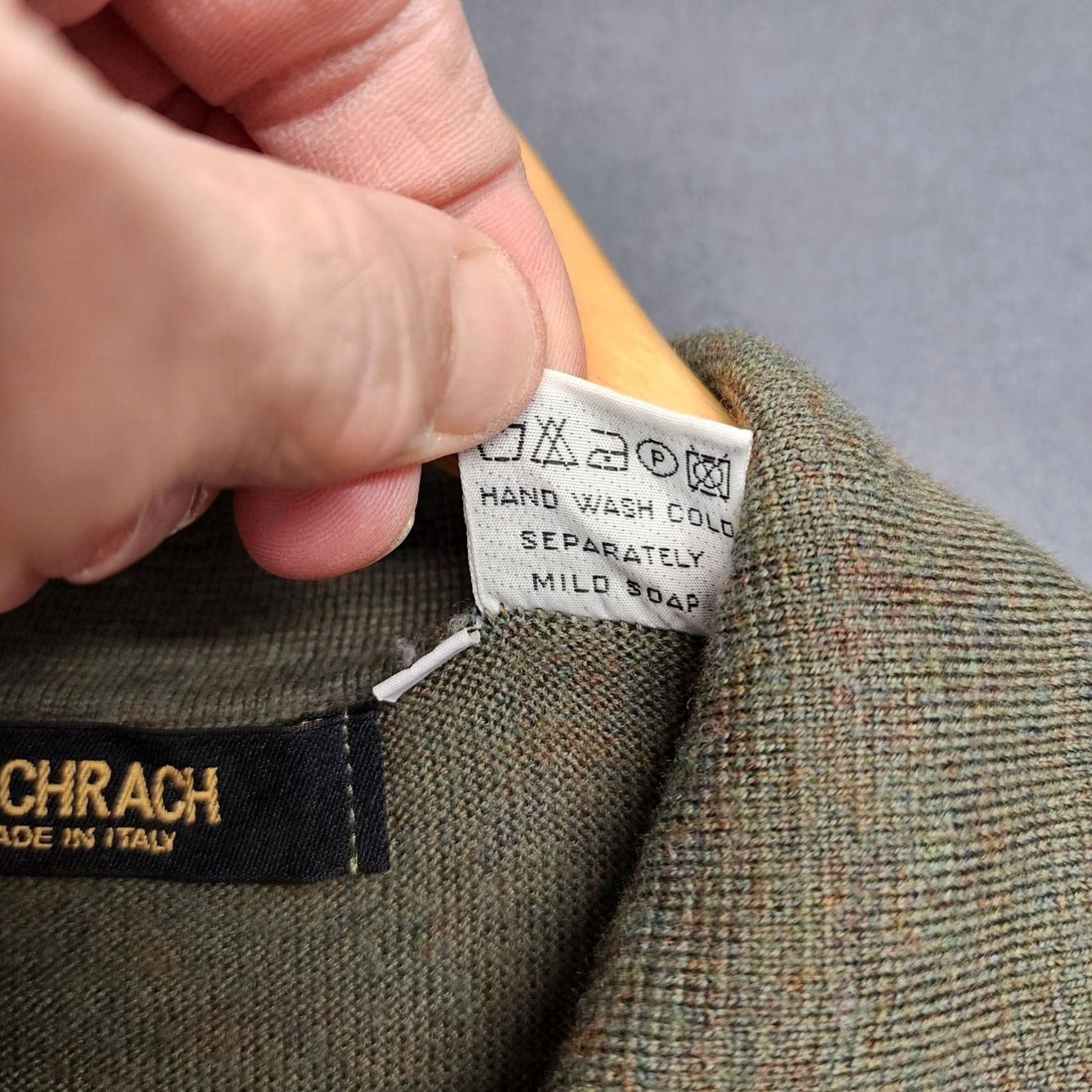 Vintage VINTAGE Bachrach Shirt Mens Large Green Merino Wool Polo Henley Italy Size US L / EU 52-54 / 3 - 5 Thumbnail