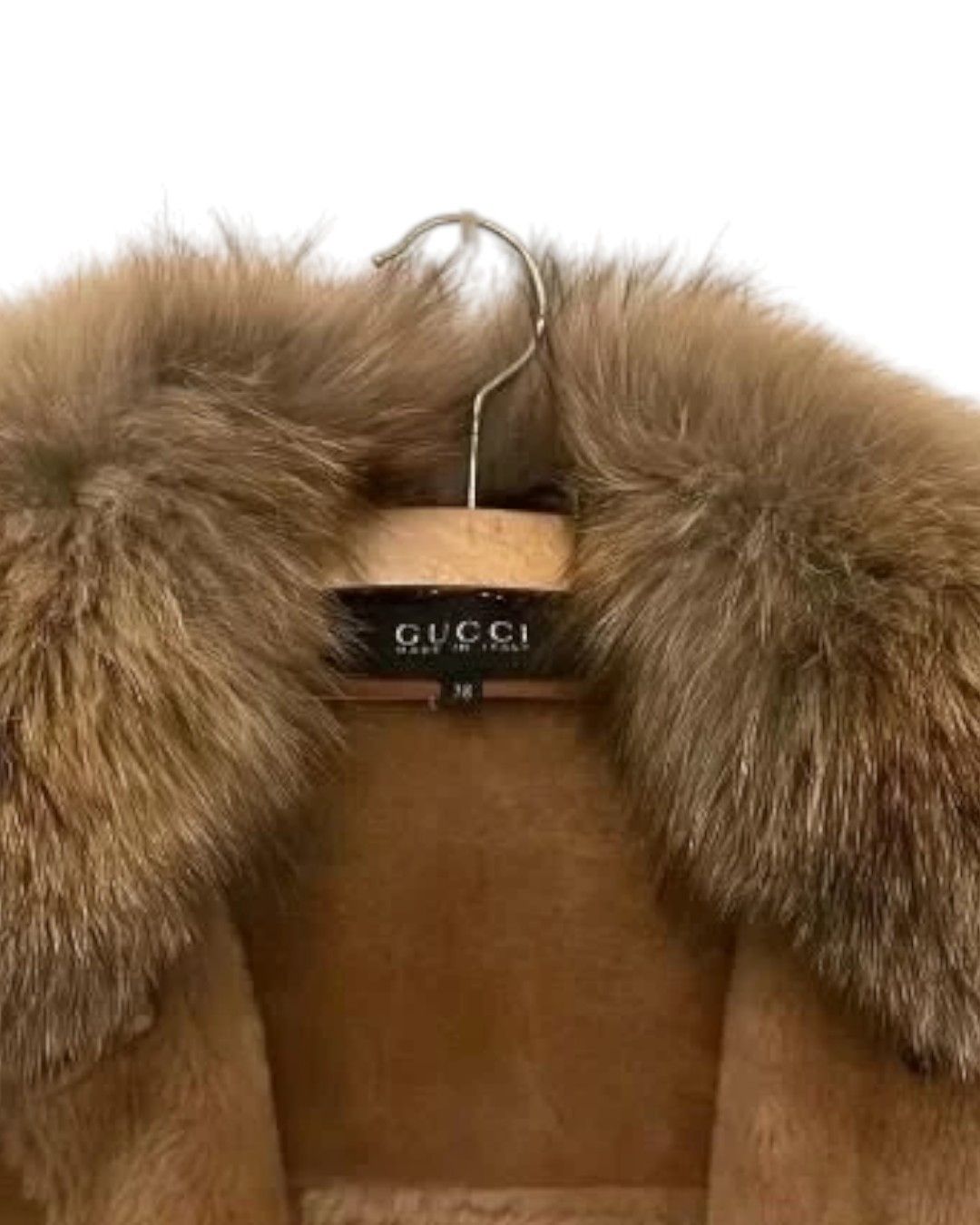 Gucci SHEARLING SUEDE LEATHER FOX FUR COLLAR BELTED COAT Size XS / US 0-2 / IT 36-38 - 3 Thumbnail