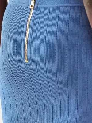Balmain o1y0625 Mini Skirt in Blue Size 34" / US 12 / IT 48 - 3 Thumbnail