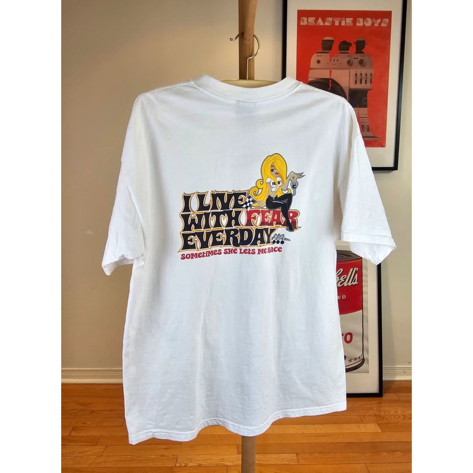 No Fear VINTAGE NO FEAR I LIVE WITH FEAR EVERYDAY WHITE COTTON T-SHIRT SZ XLARGE Shirt Mens XL White No Fear T-Shirt Size US XL / EU 56 / 4 - 7 Thumbnail