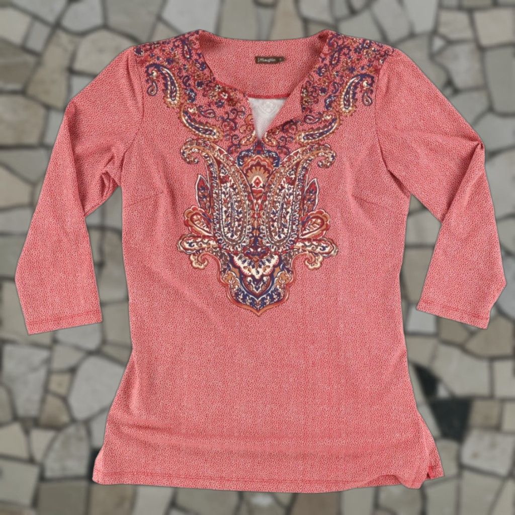 J.McLaughlin J. McLaughlin Shirt Women Red V-Neck 3/4 Sleeve Catalina Cloth Slim Relaxed S Size S / US 4 / IT 40 - 1 Thumbnail