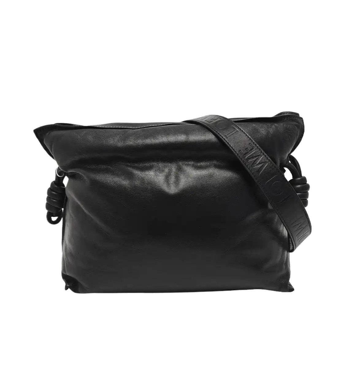 Loewe Flamenco Medium Black Sheepskin Shoulder Bag Gold Hardware Detachable Stra, Women's