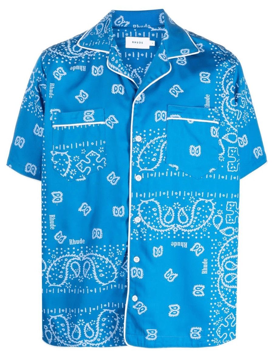 Rhude Bandana PJ Button Up Shirt Blue Size US XL / EU 56 / 4 - 1 Preview